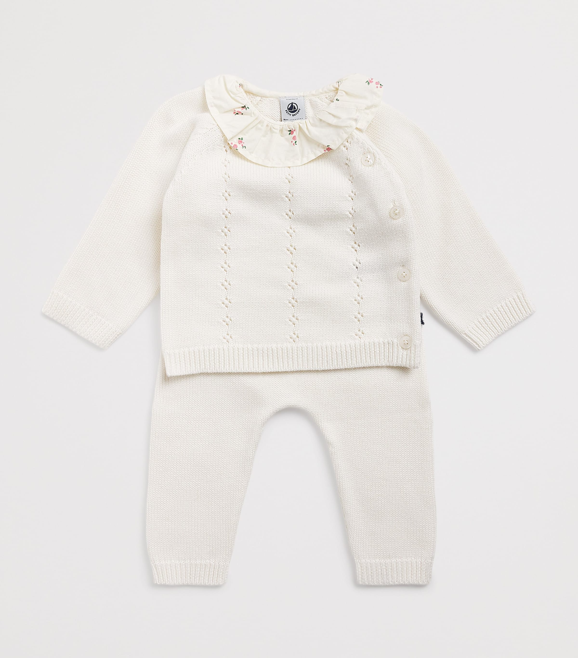 Cotton Cardigan and Trousers Set (1-18 Months) MARSHMALLOW Image 3