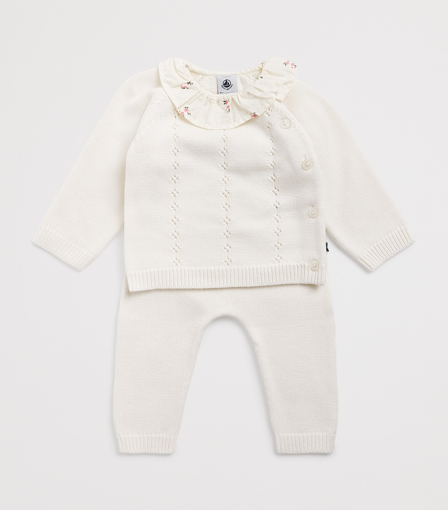 Cotton Cardigan and Trousers Set (1-18 Months) MARSHMALLOW Image 3