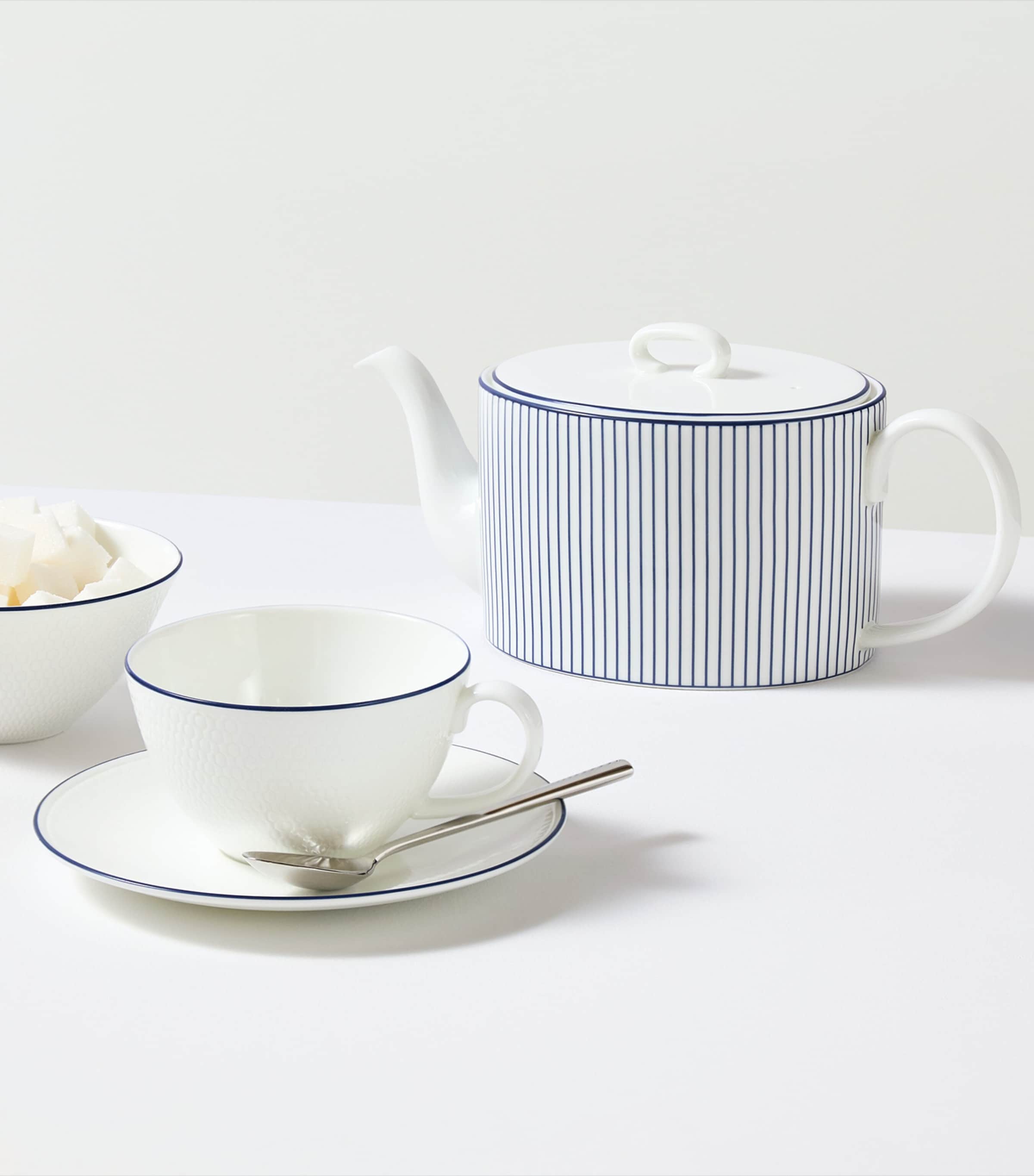 Bone China Gio Teacup and Saucer Set BLUE Image 3