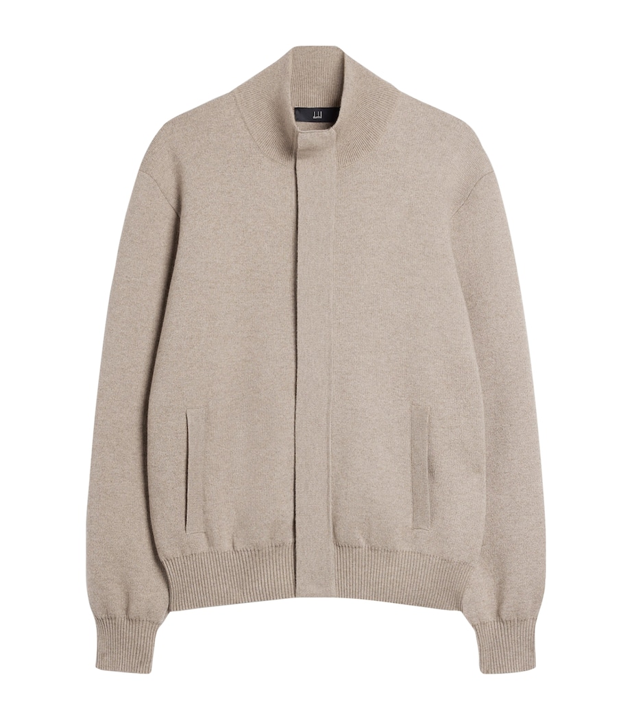 Dunhill Mens Cotton-Cashmere Athluxury Bomber Jacket Natural Image 1