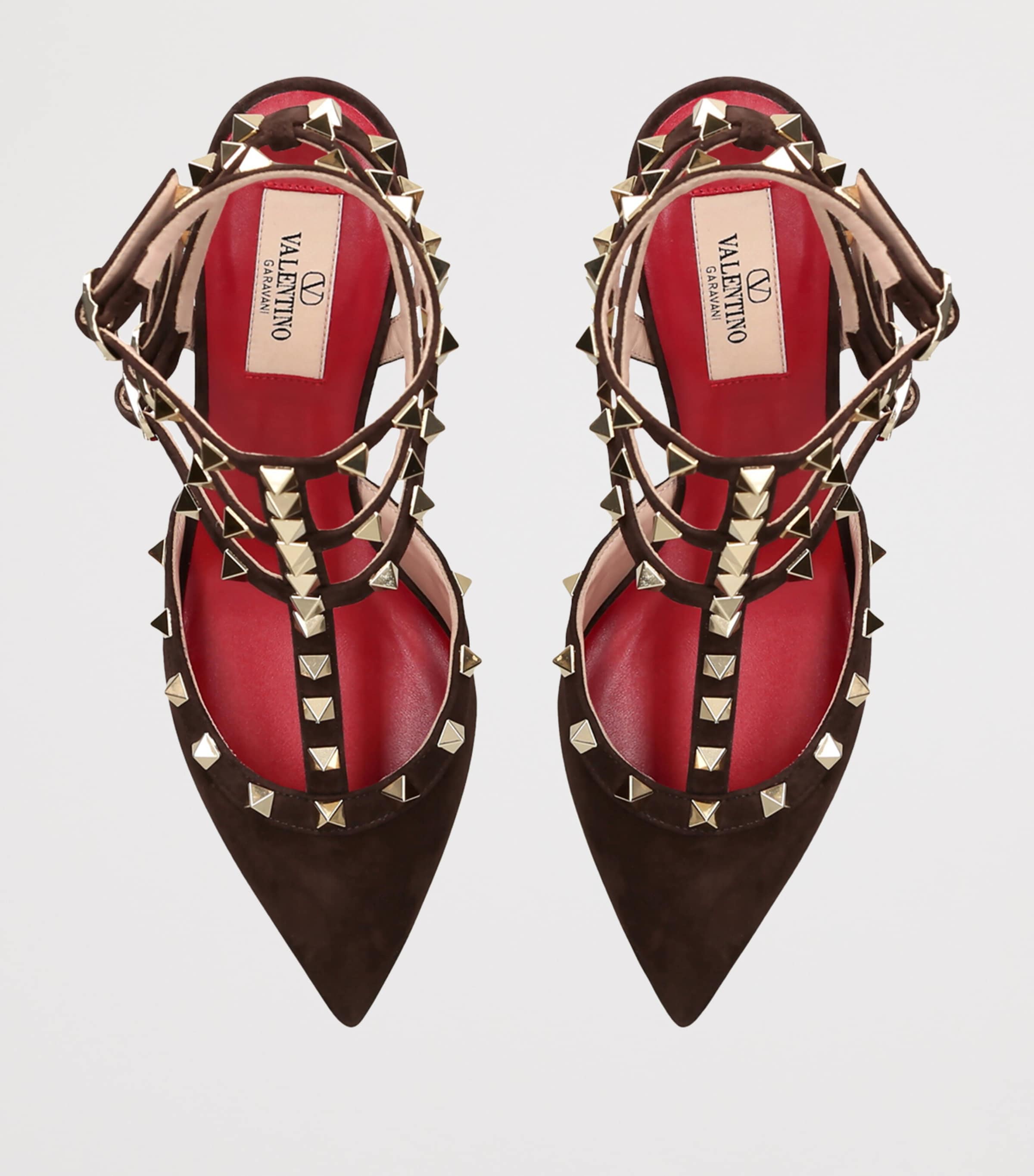 Valentino Garavani Suede Rockstud Pumps 65 Dark Brown Image 4