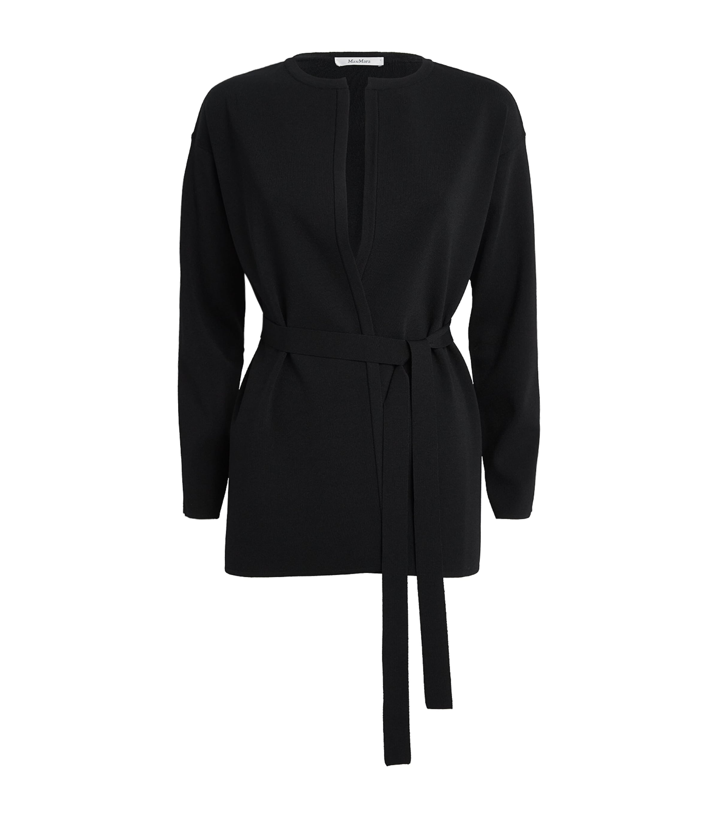 Max Mara Crepe Tie Cardigan In Black