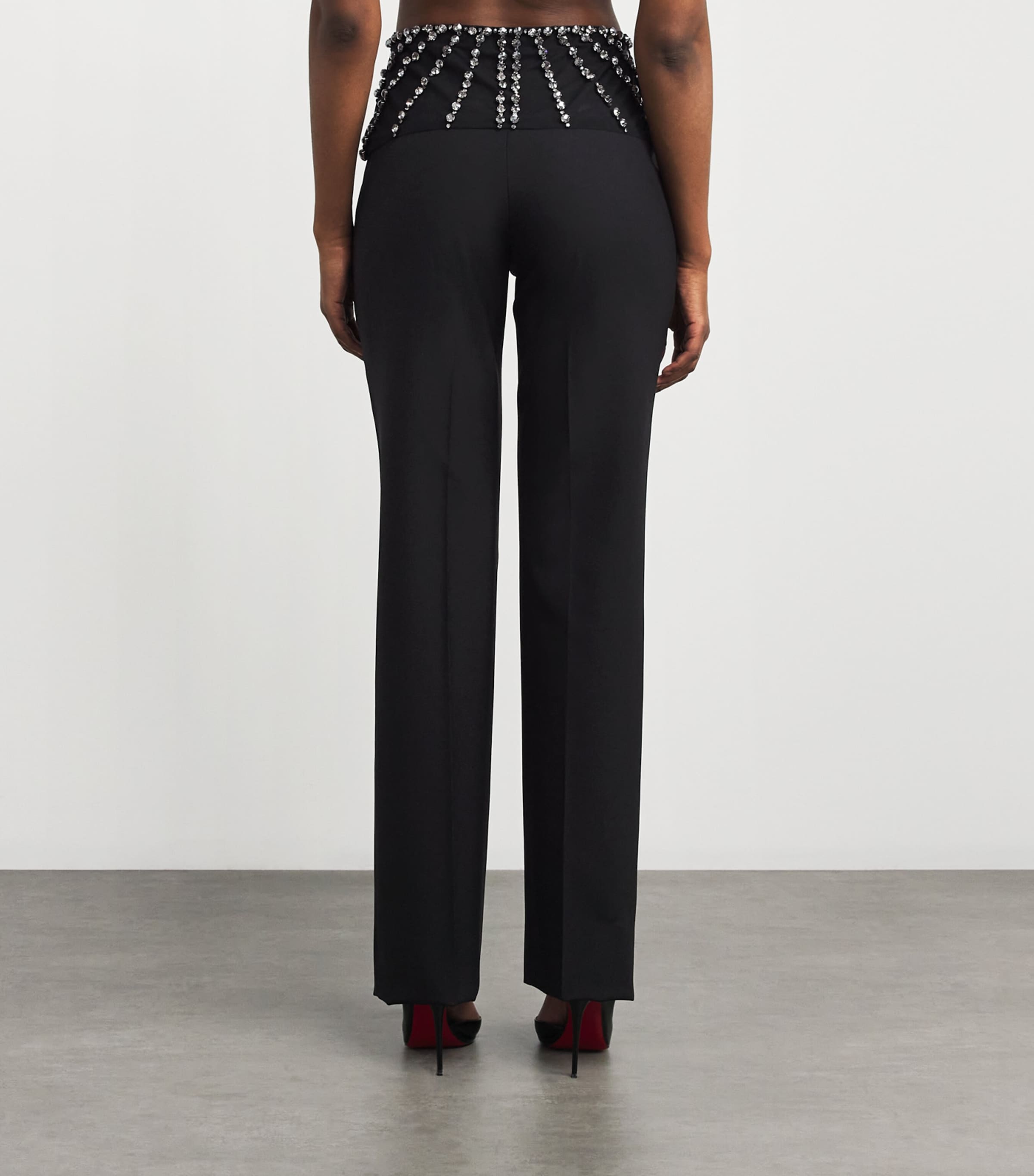 Wool Crystal Tailored Trousers 1000 BLACK Image 4