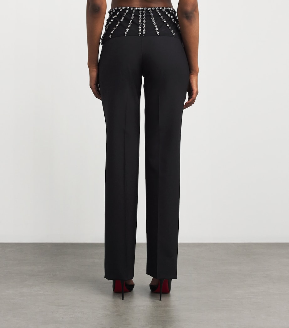 Wool Crystal Tailored Trousers 1000 BLACK Image 4