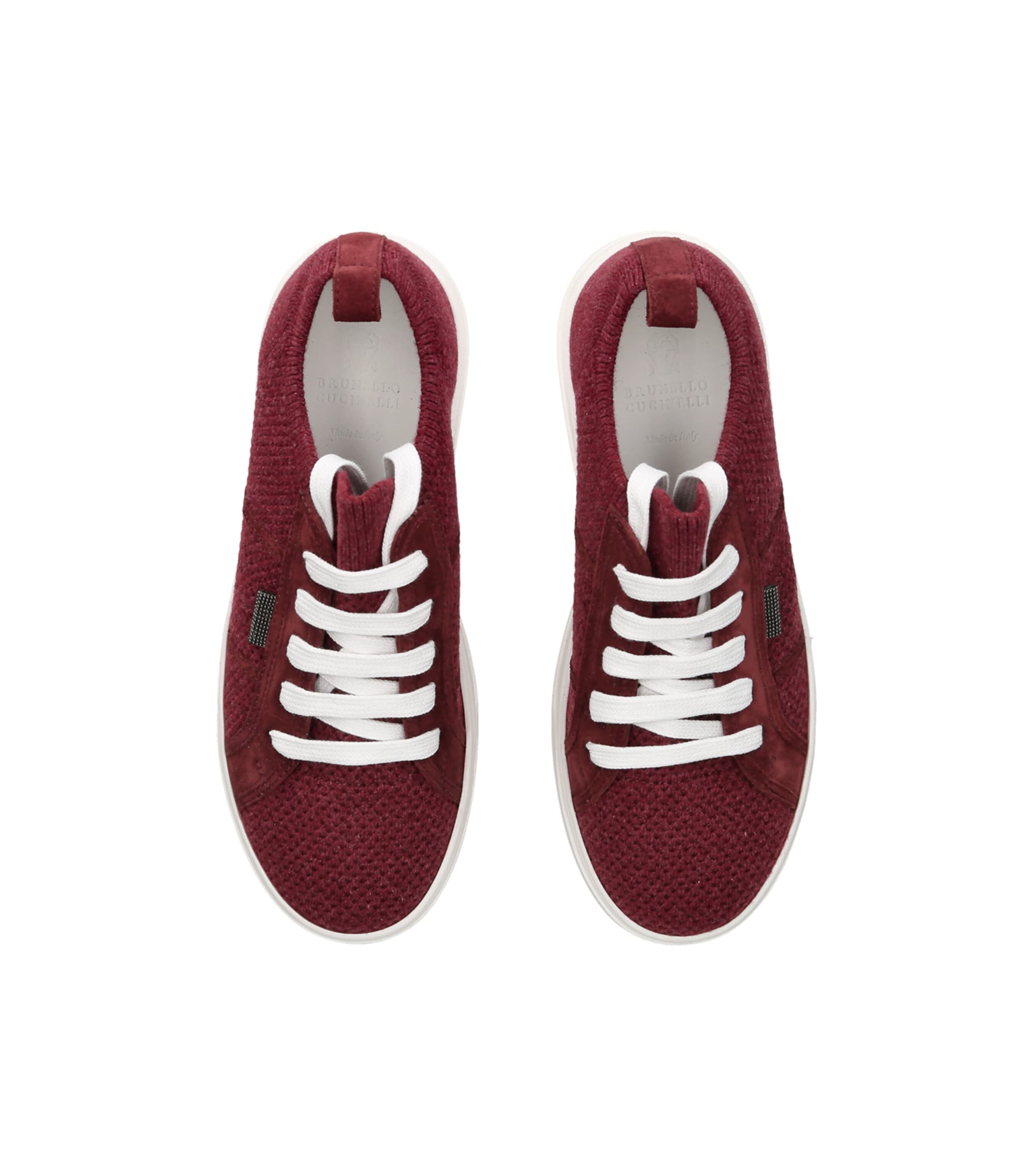 Brunello Cucinelli Kids Cotton Knitted Sneakers Wine Image 3