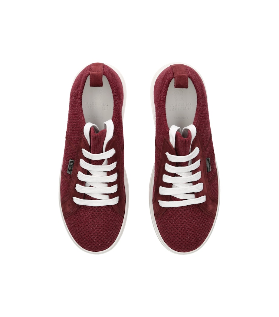 Brunello Cucinelli Kids Cotton Knitted Sneakers Wine Image 3