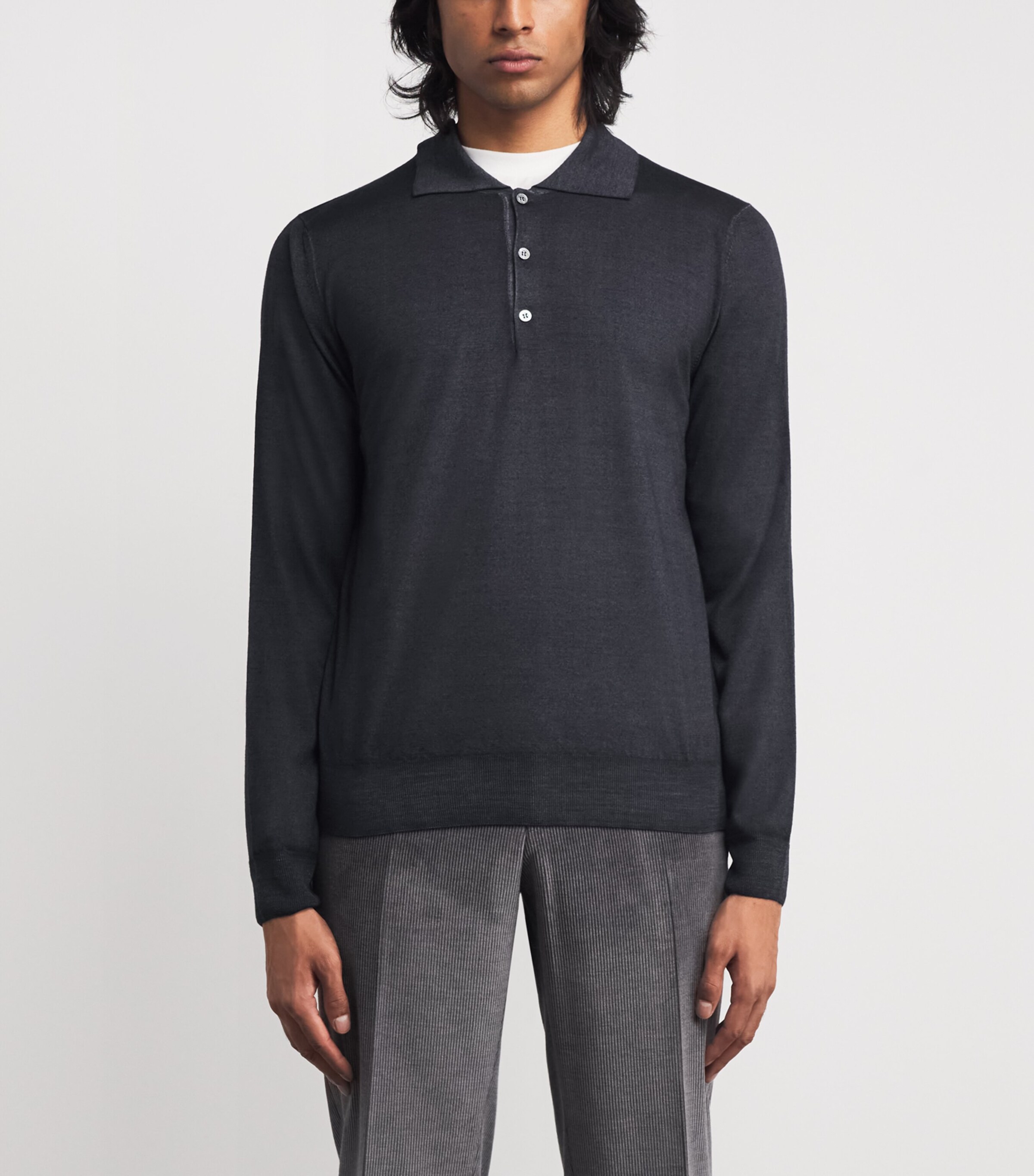 Wool-Silk Polo Sweater 101 Image 3
