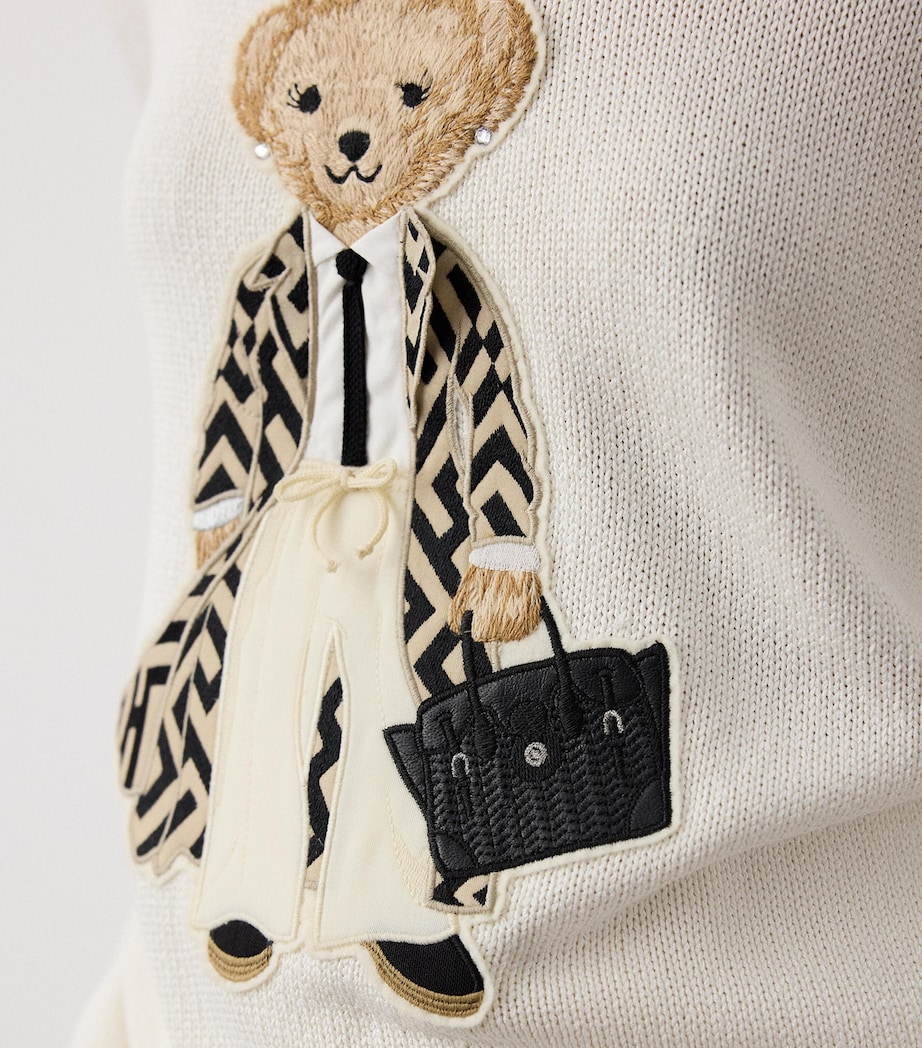 Ralph Lauren Collection Womens Mulberry Silk Polo Bear Sweater Natural Image 4