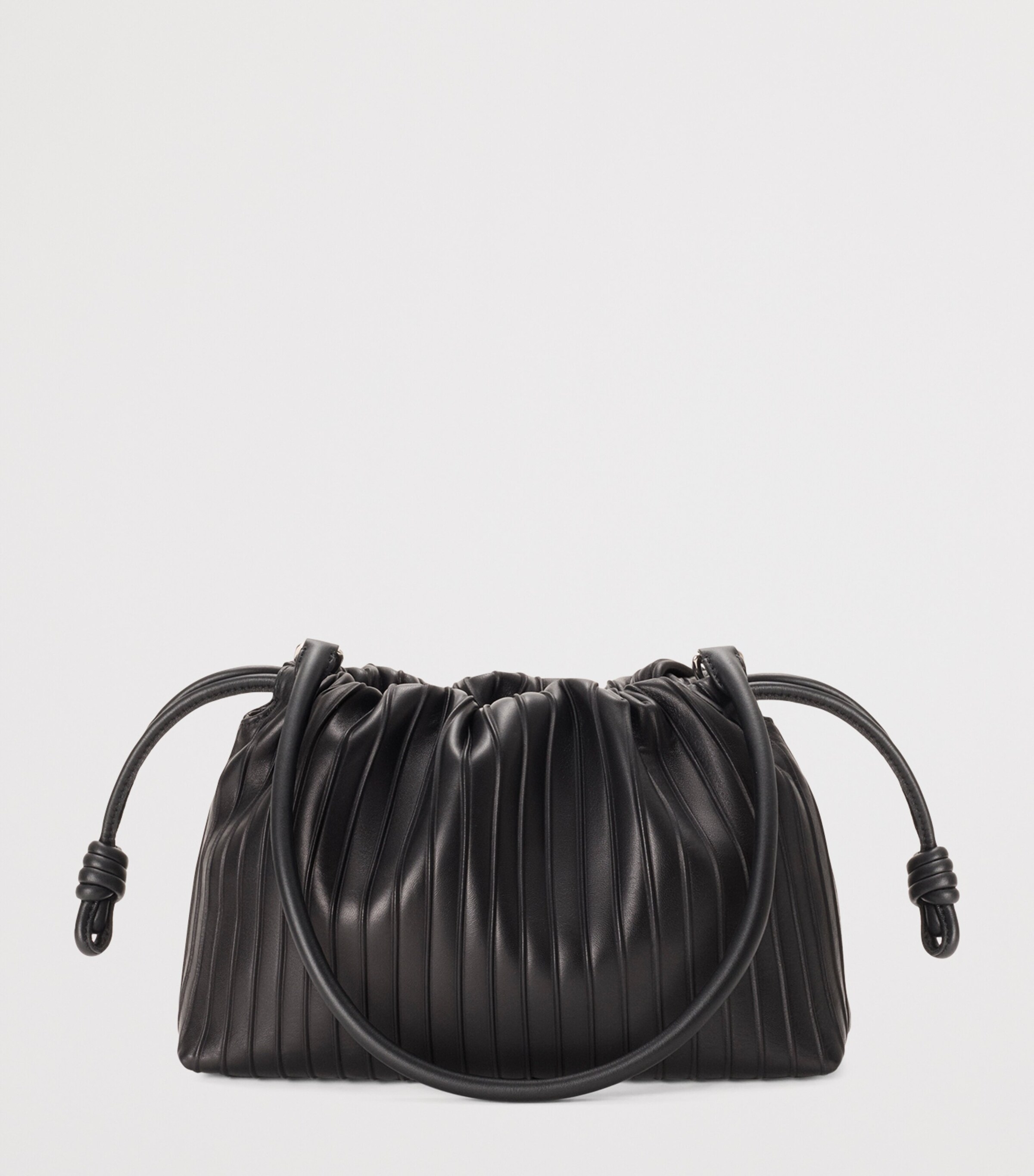 LOEWE Medium Pleated Leather Flamenco Bag Black Image 3