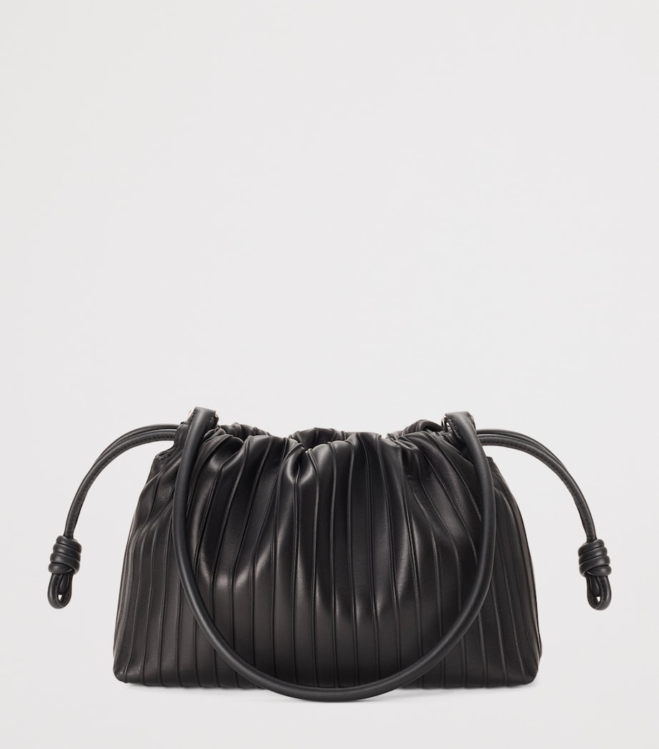 LOEWE Medium Pleated Leather Flamenco Bag Black Image 3