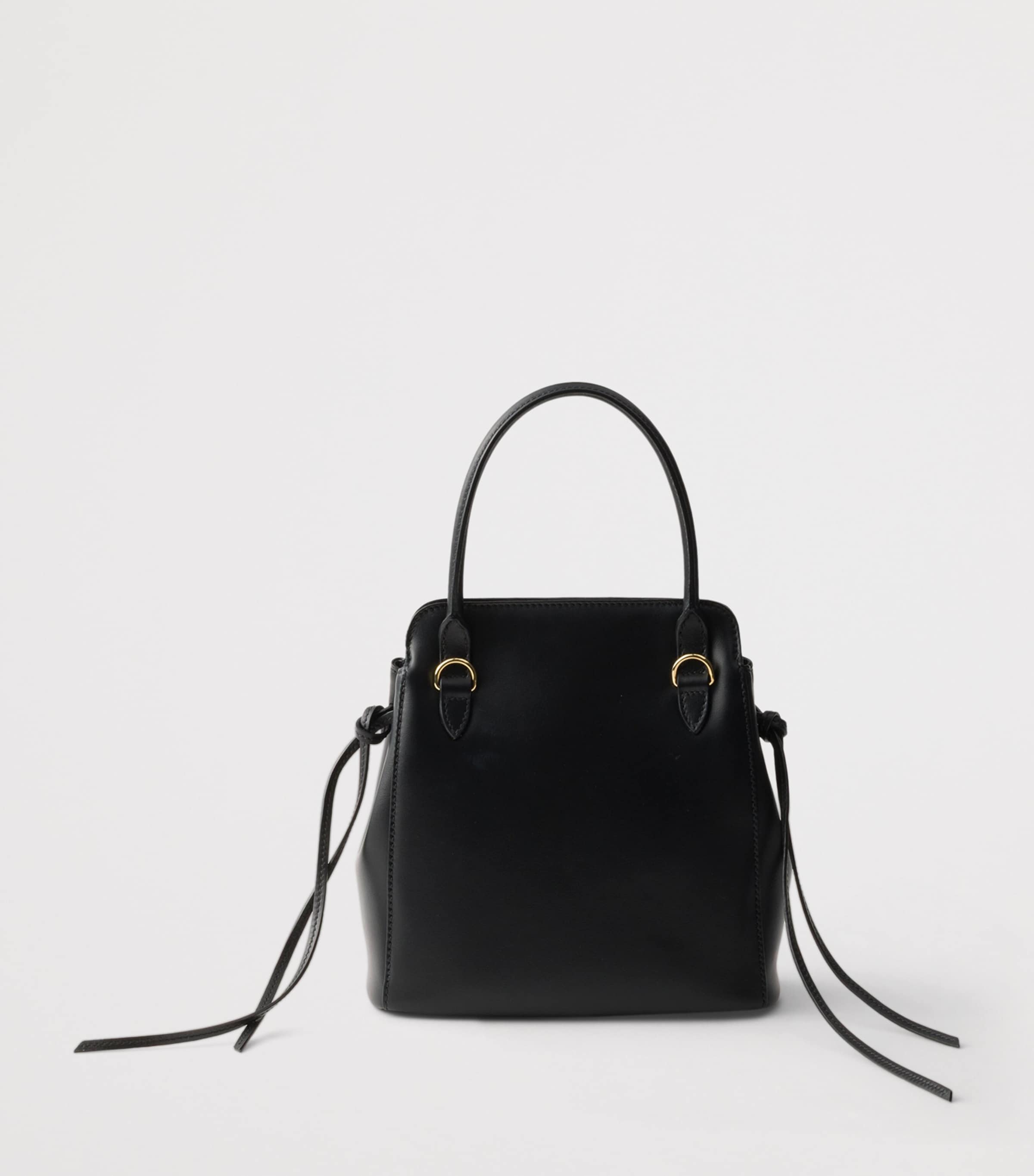 Prada Mini Leather Carry Top-Handle Bag Black Image 3