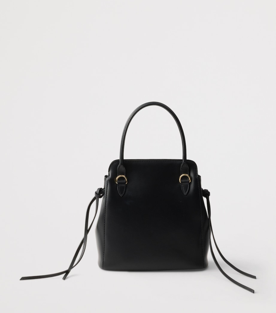 Prada Mini Leather Carry Top-Handle Bag Black Image 3