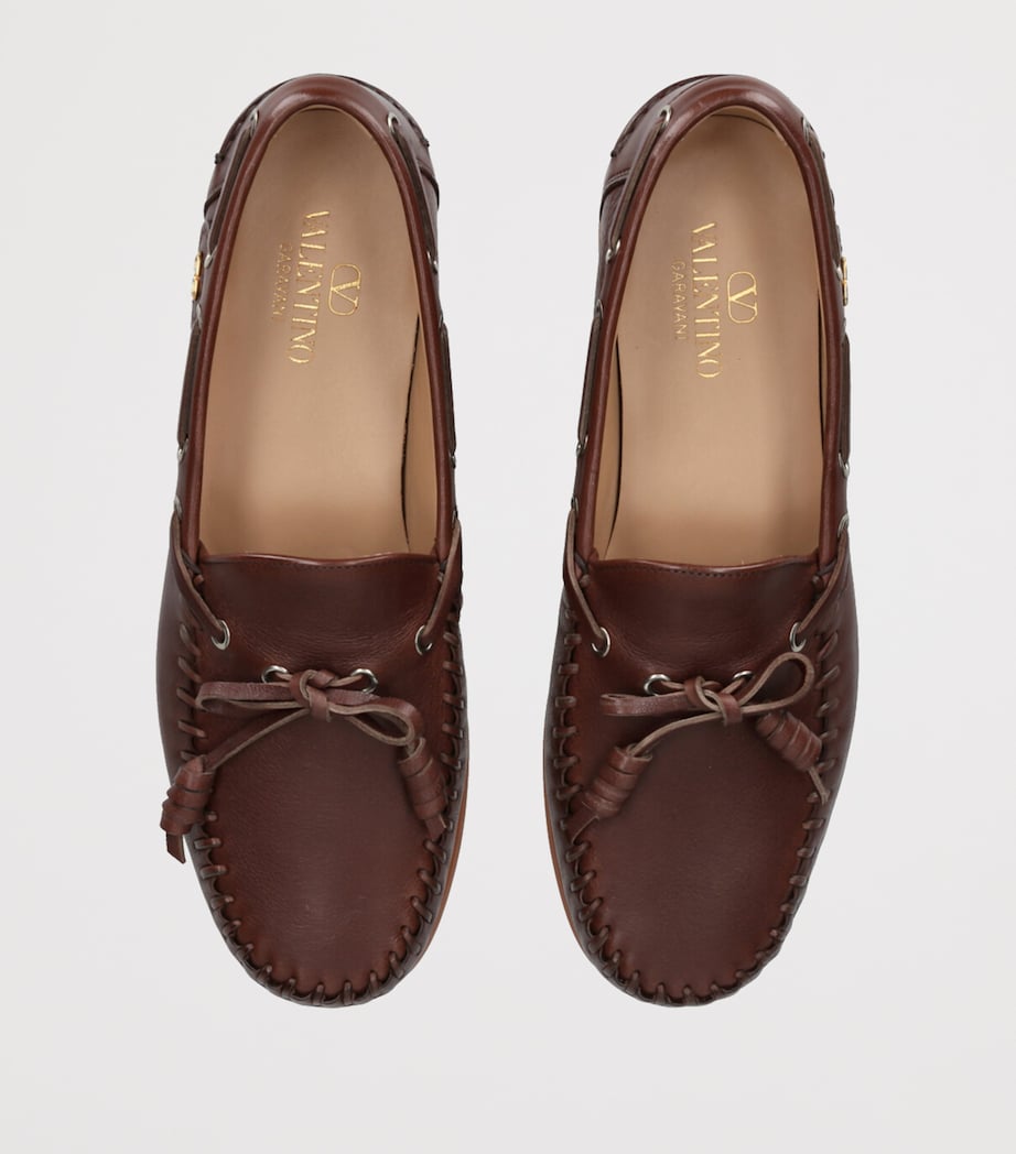 Leather Tassel Boat Shoes BROWN Image 4