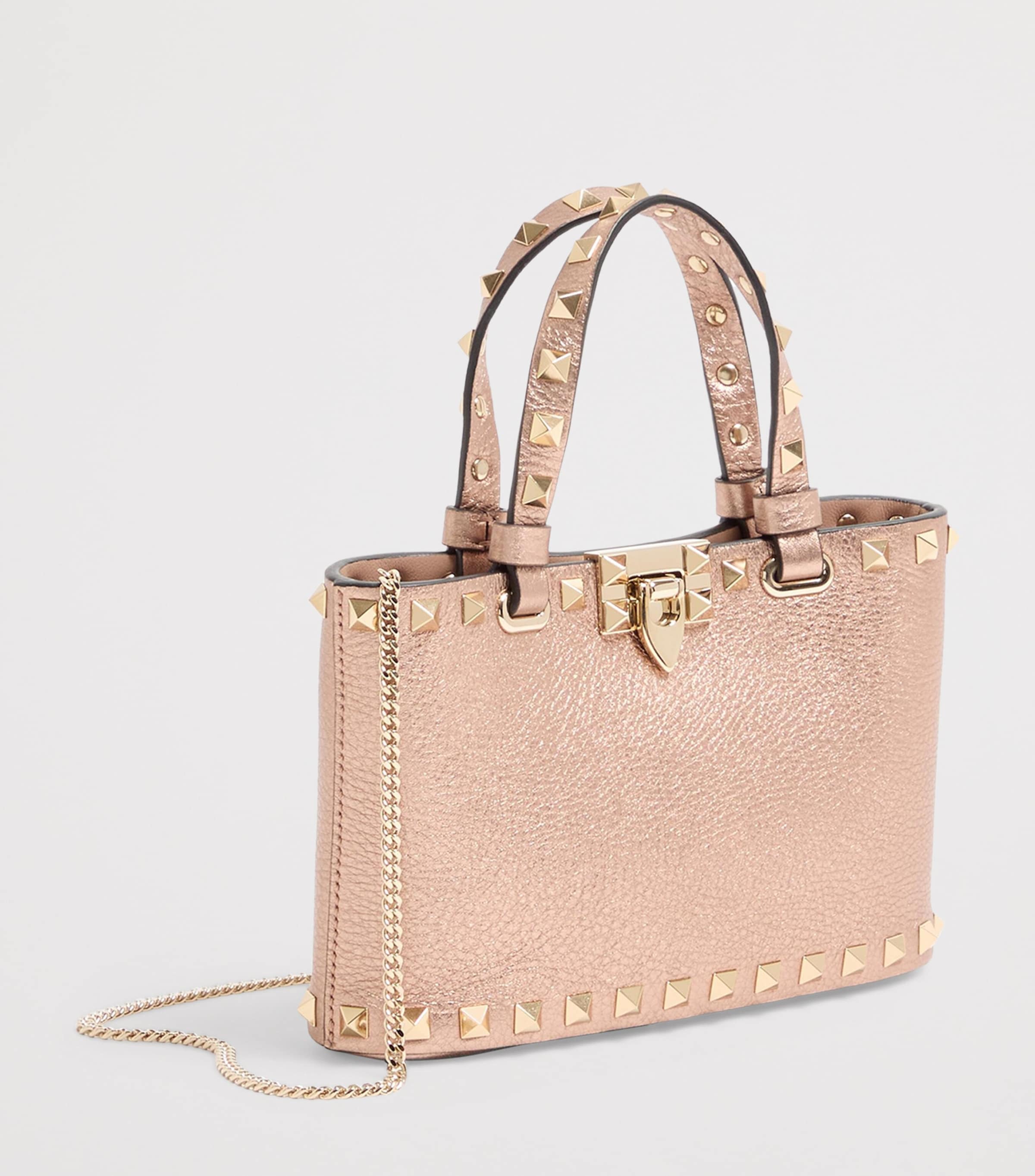 Mini Metallic Leather Rockstud Top-Handle Bag GF9 Image 3