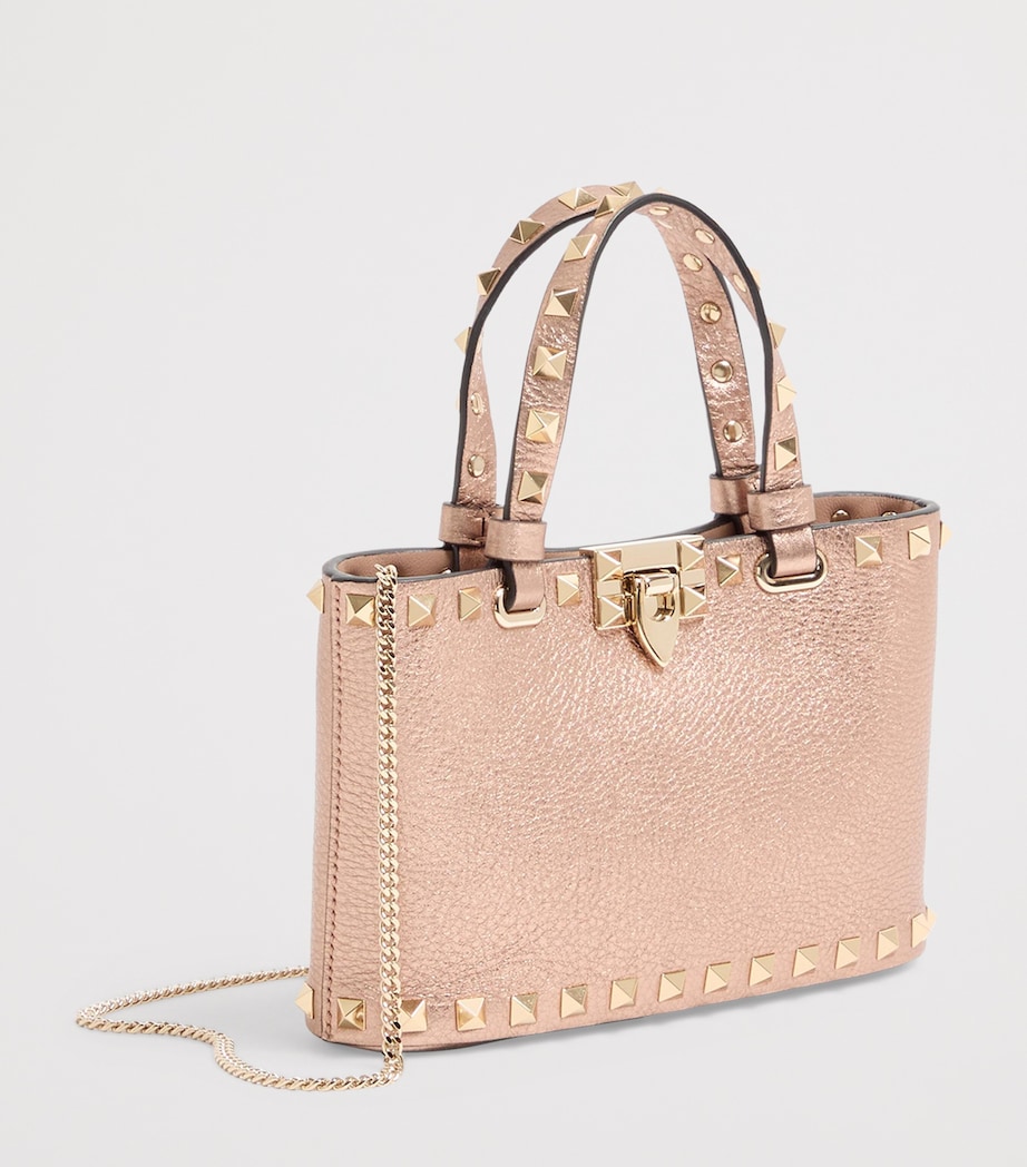Mini Metallic Leather Rockstud Top-Handle Bag GF9 Image 3
