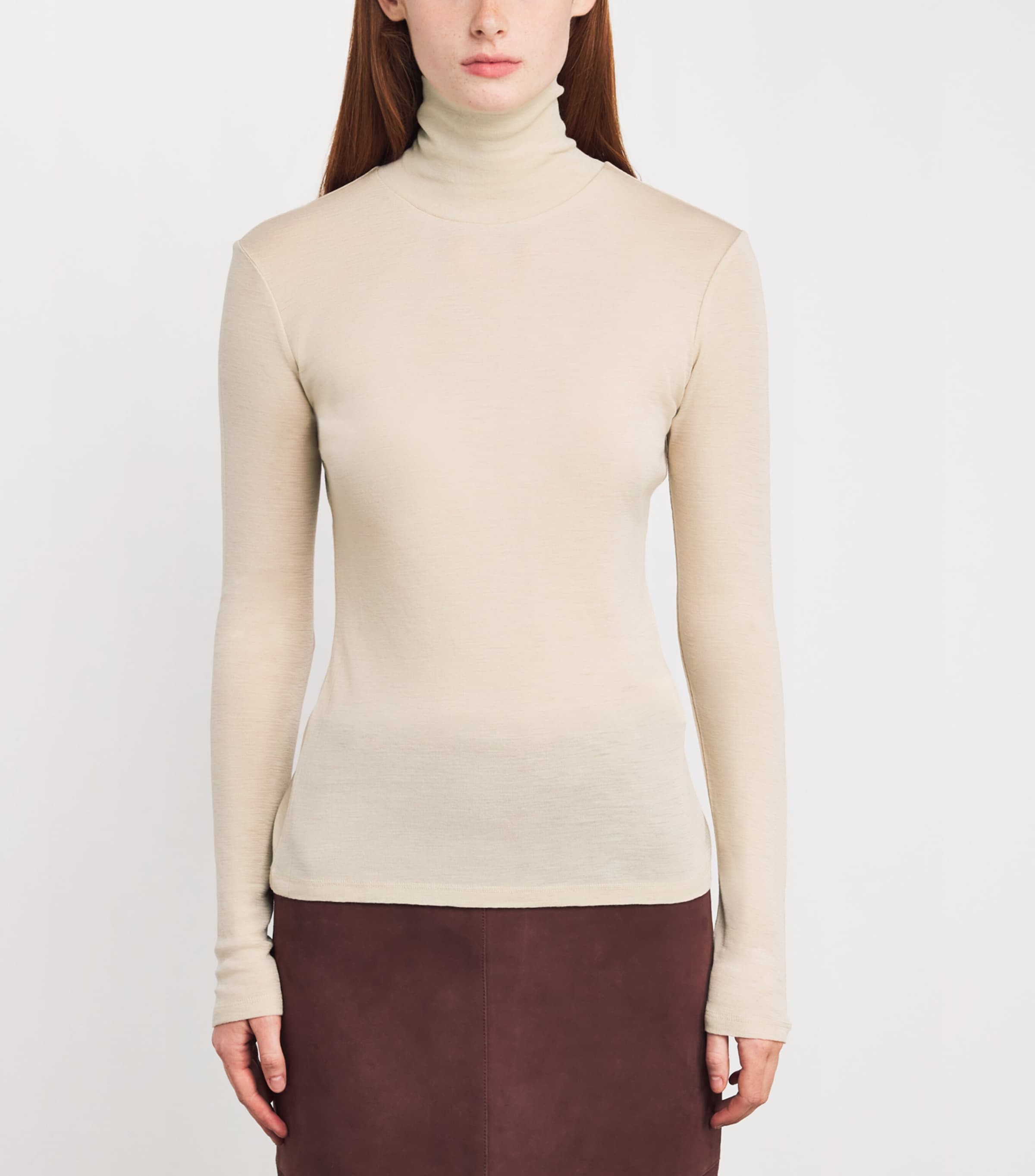 Long-Sleeve Rollneck Top BEIGE Image 3
