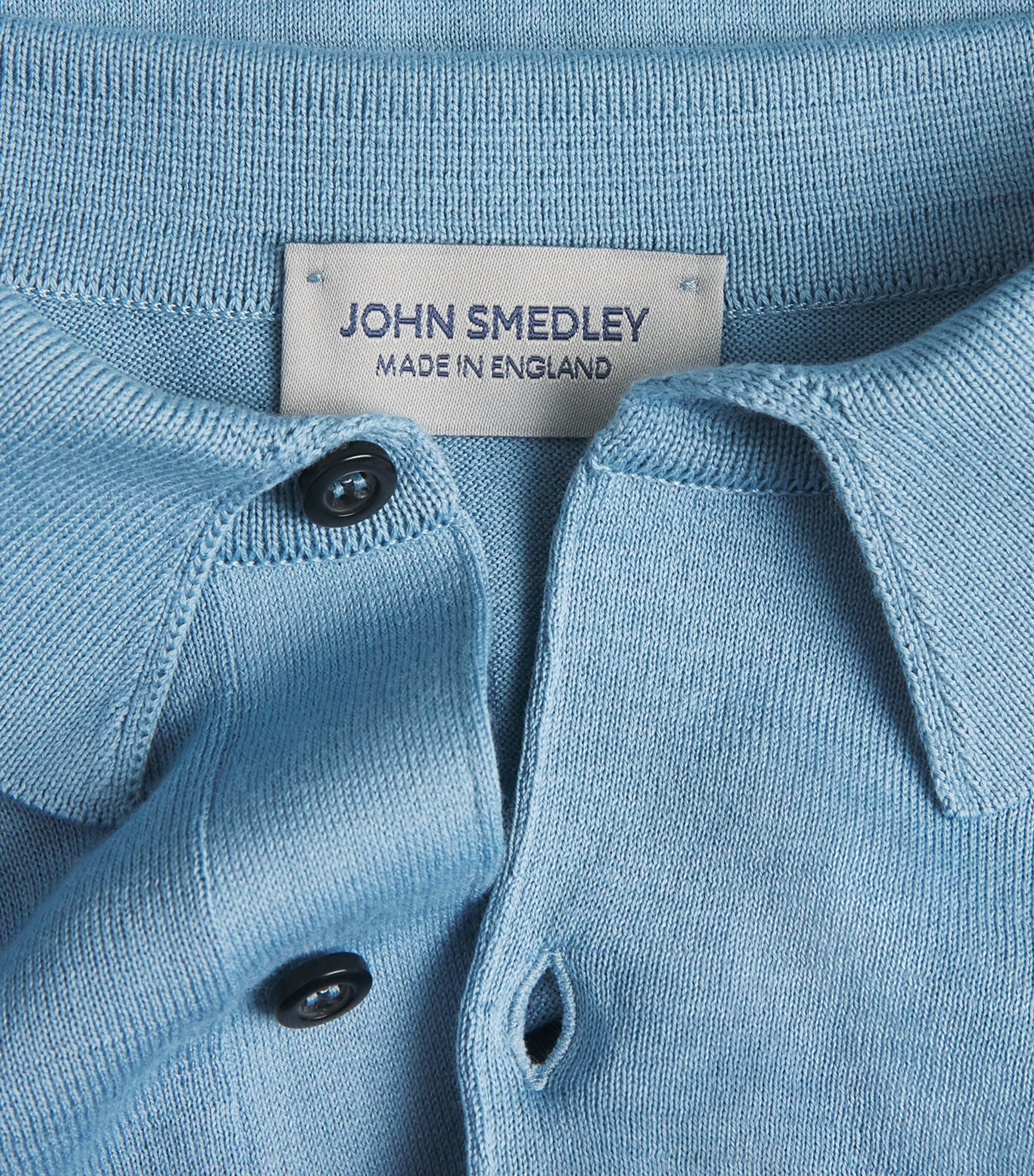 John Smedley Mens Sea Island Cotton Adrian Polo Shirt Cove Blue Image 6