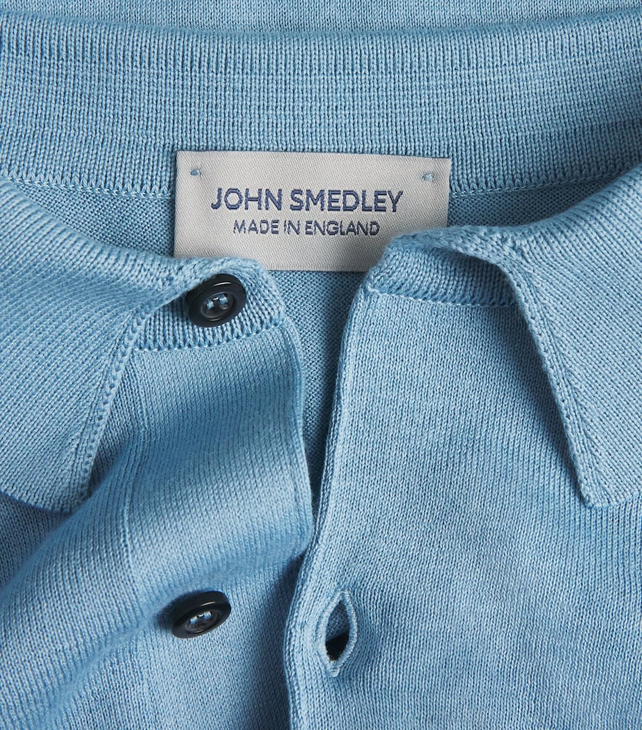 John Smedley Mens Sea Island Cotton Adrian Polo Shirt Cove Blue Image 6