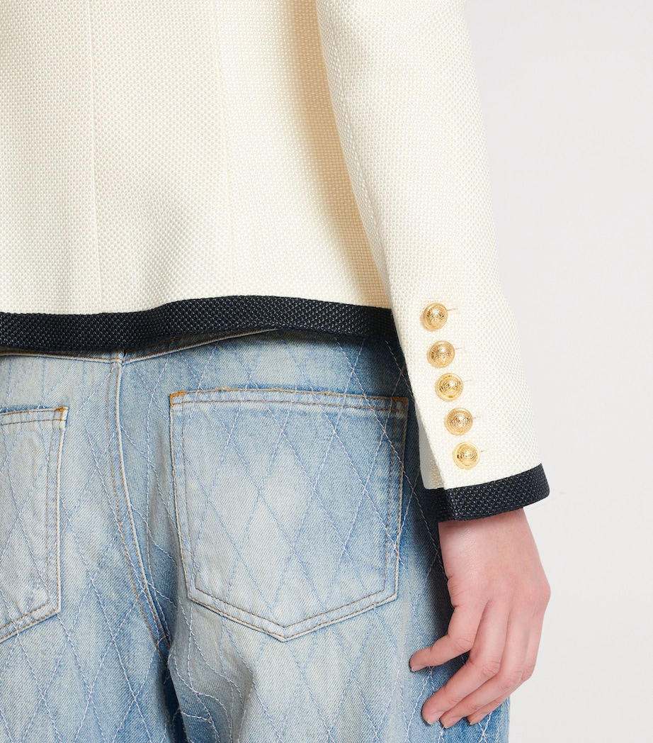 Basket Weave Bordered Blazer GWO ECRU/NOIR Image 8