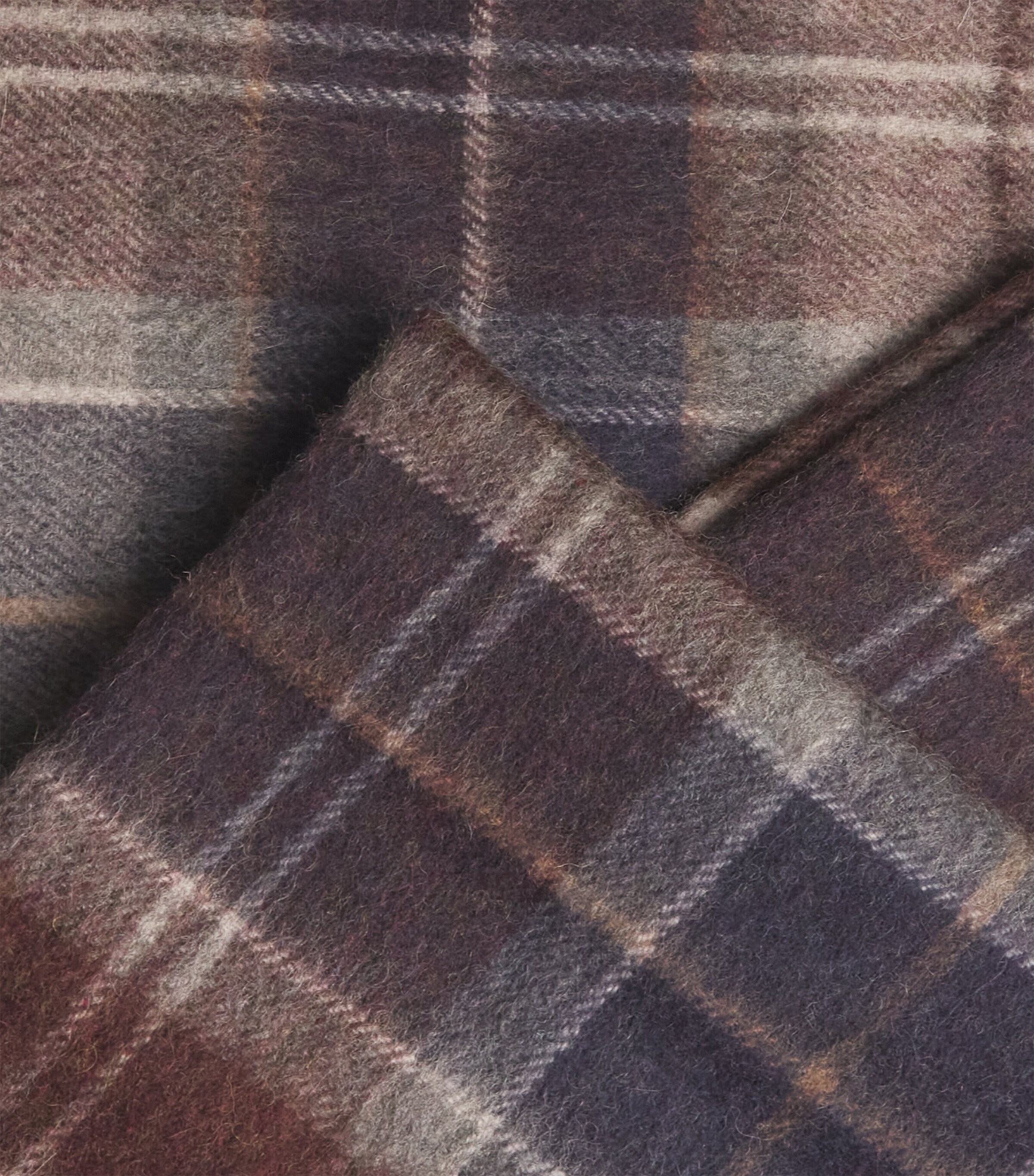 Barbour Wool-Cashmere Tartan Scarf Grey Midnight Tartan Image 4
