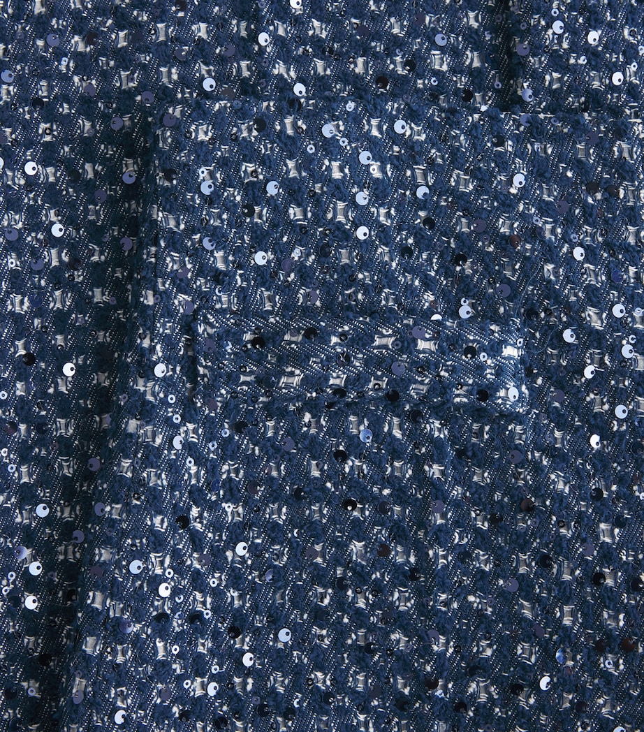 Sandro Paris Womens Sequinned Tailored Trousers Navy Blue Image 6