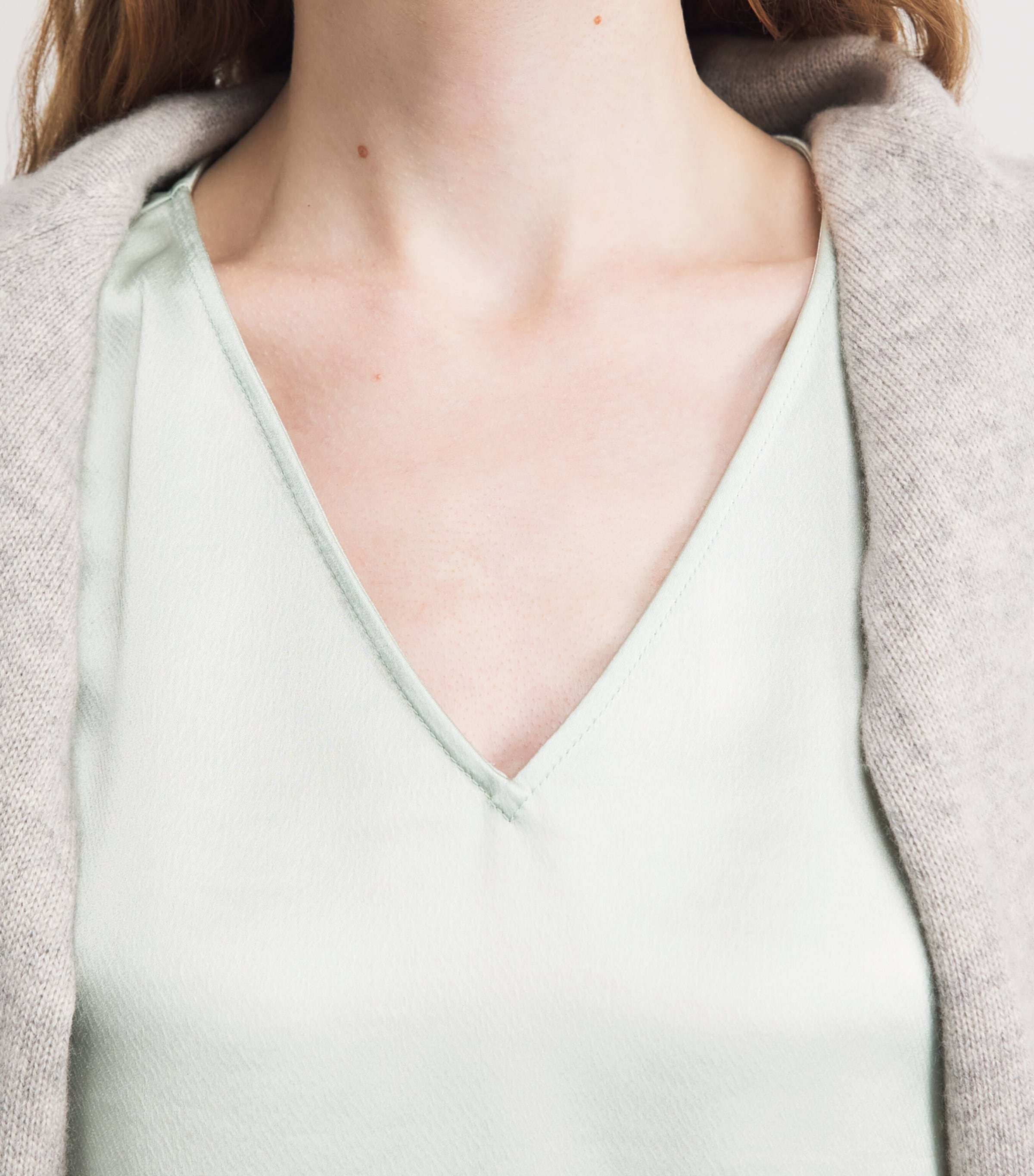 LESET Womens Satin V-Neck Barb Top Watercress Image 3