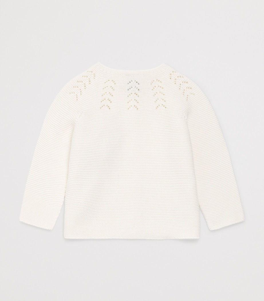 PEPA LONDON Cotton Openwork Cardigan (6 Months - 4 Years) Crm Image 2