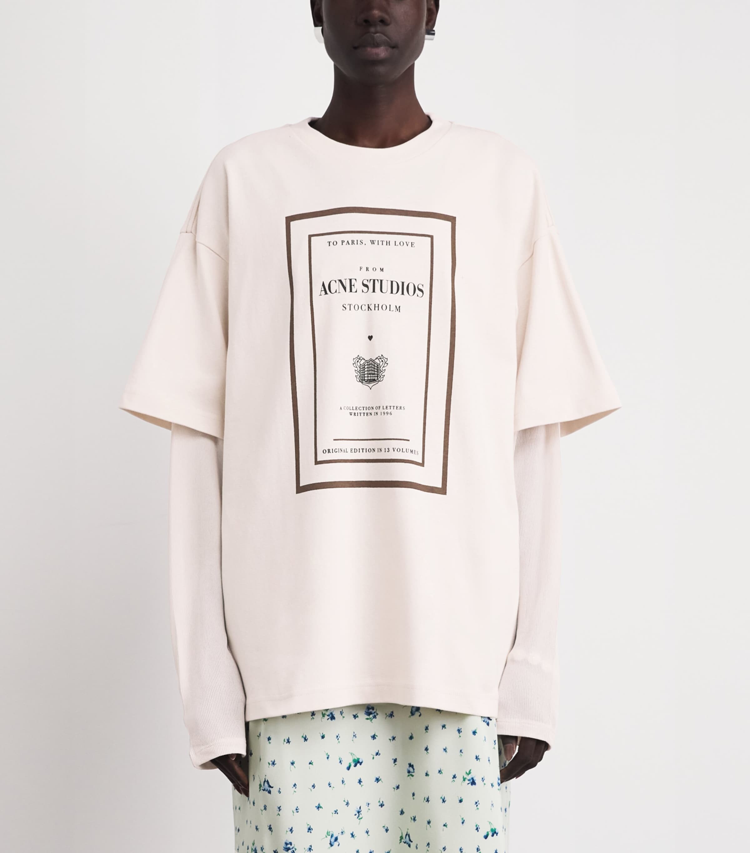 Acne Studios Womens Layered Graphic T-Shirt Warm Beige Image 4