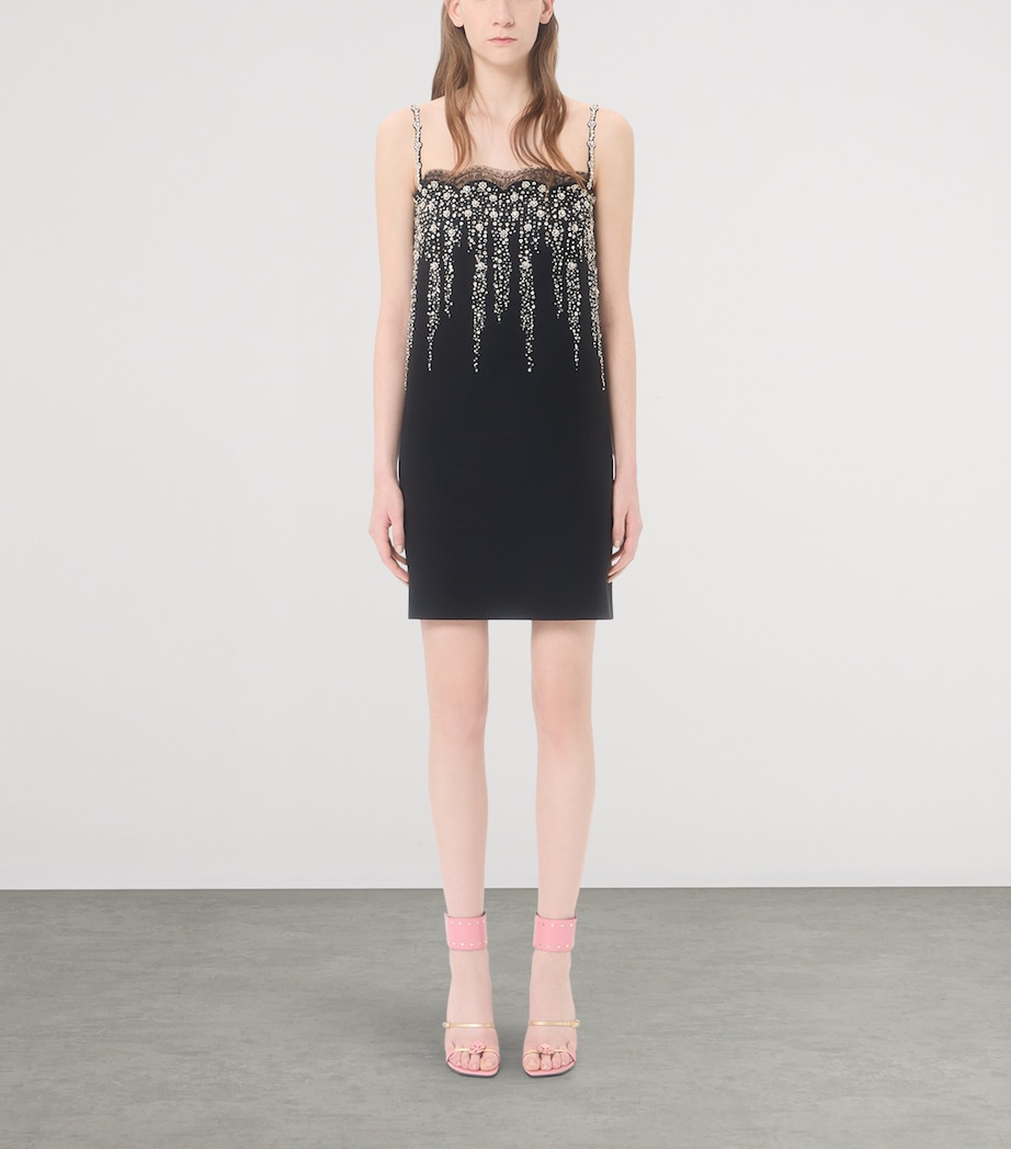 Valentino Womens Virgin Wool-Silk Embellished Mini Dress Nud Image 3