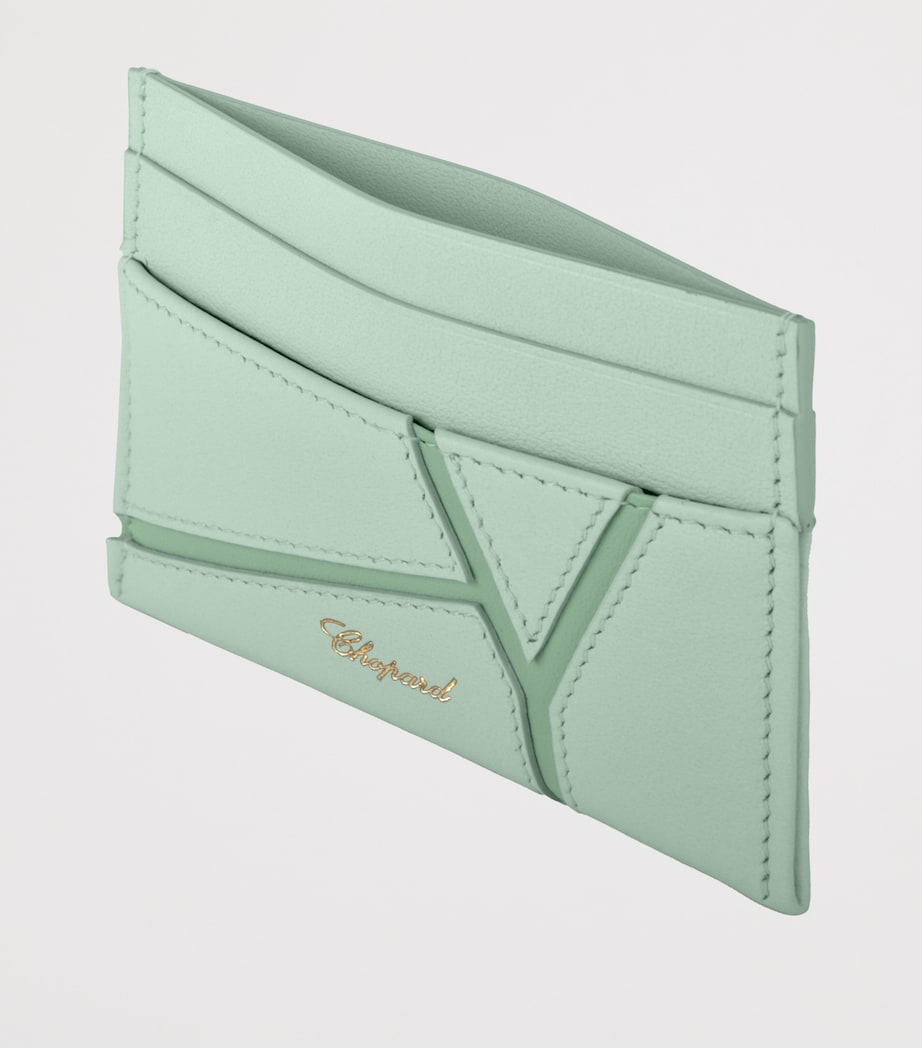 Small Leather Diamond Card Holder GREEN Image 2