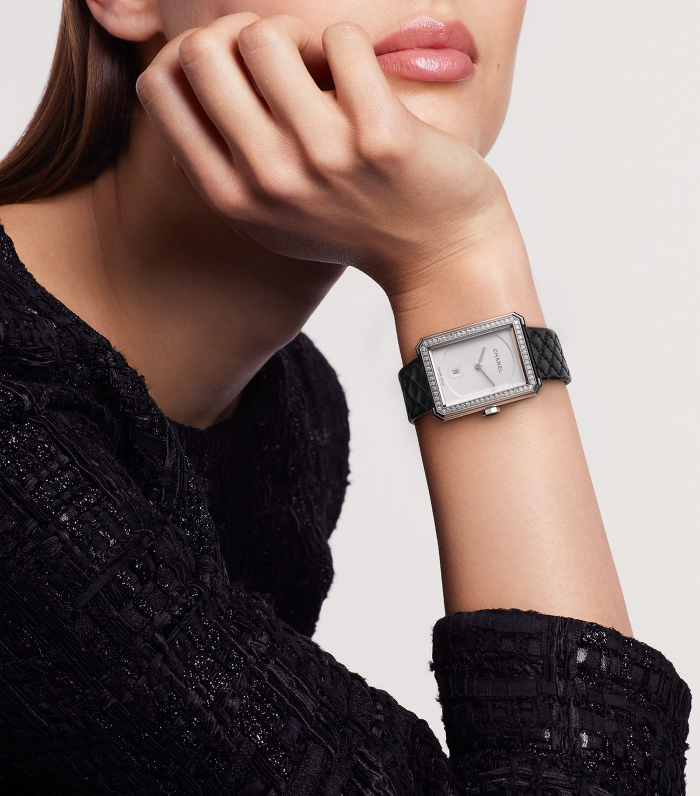 CHANEL Medium Steel and Diamond BOY·FRIEND Watch 26.7mm Black Image 2