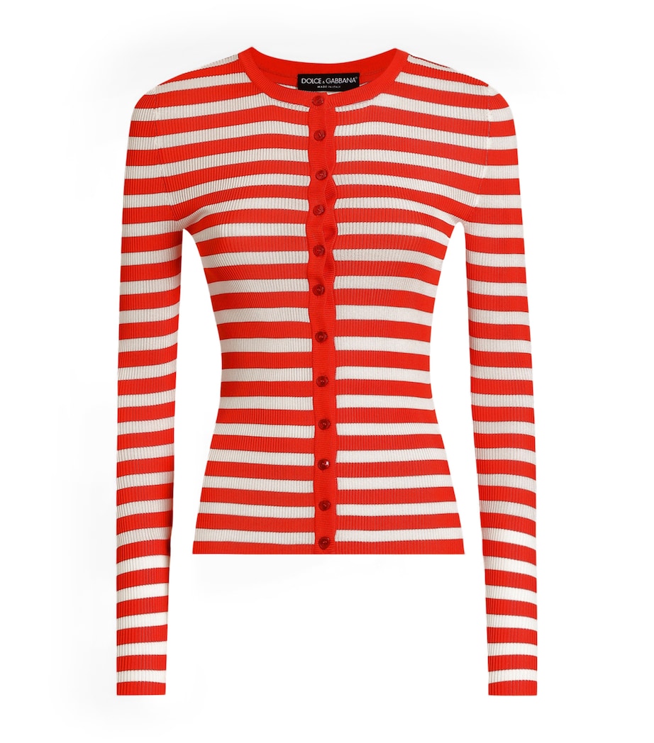 Stripe Cardigan W8266-WHITE/RED Image 1