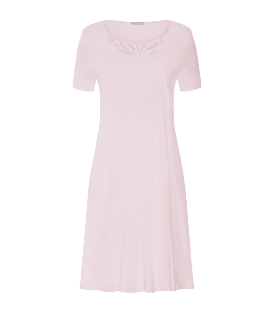 Hanro Womens Cotton Rosaria Short-Sleeve Dress Rose Bath Image 1