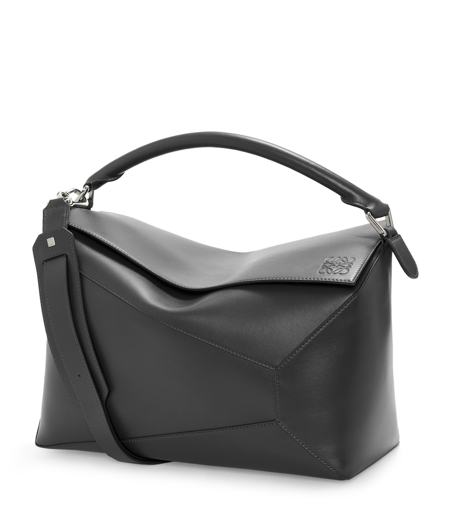 Leather Puzzle Top-Handle Bag BLACK Image 1