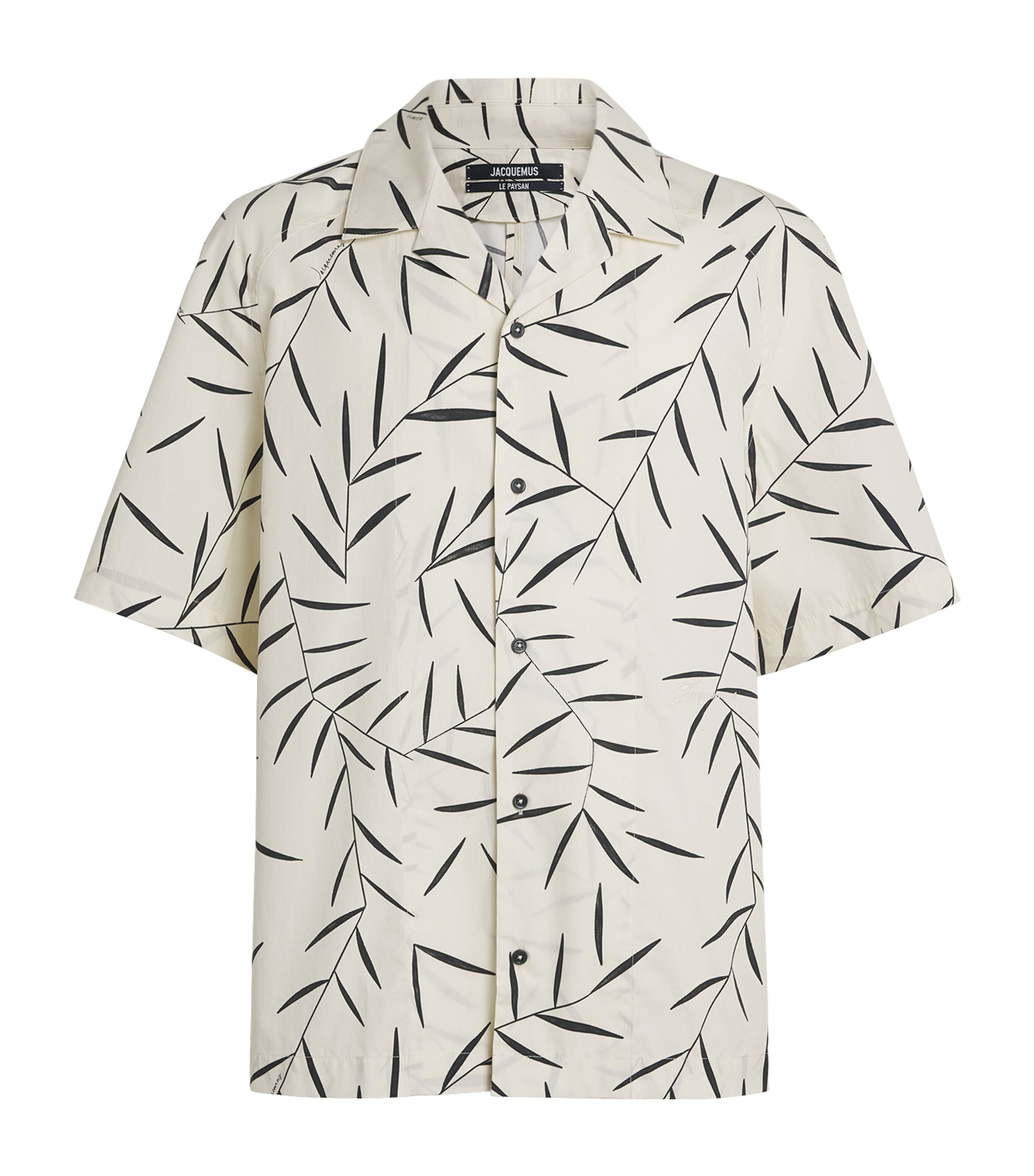 Jacquemus Mens Cotton Leaf Motif Shirt Prin Fol Off W/b Image 1