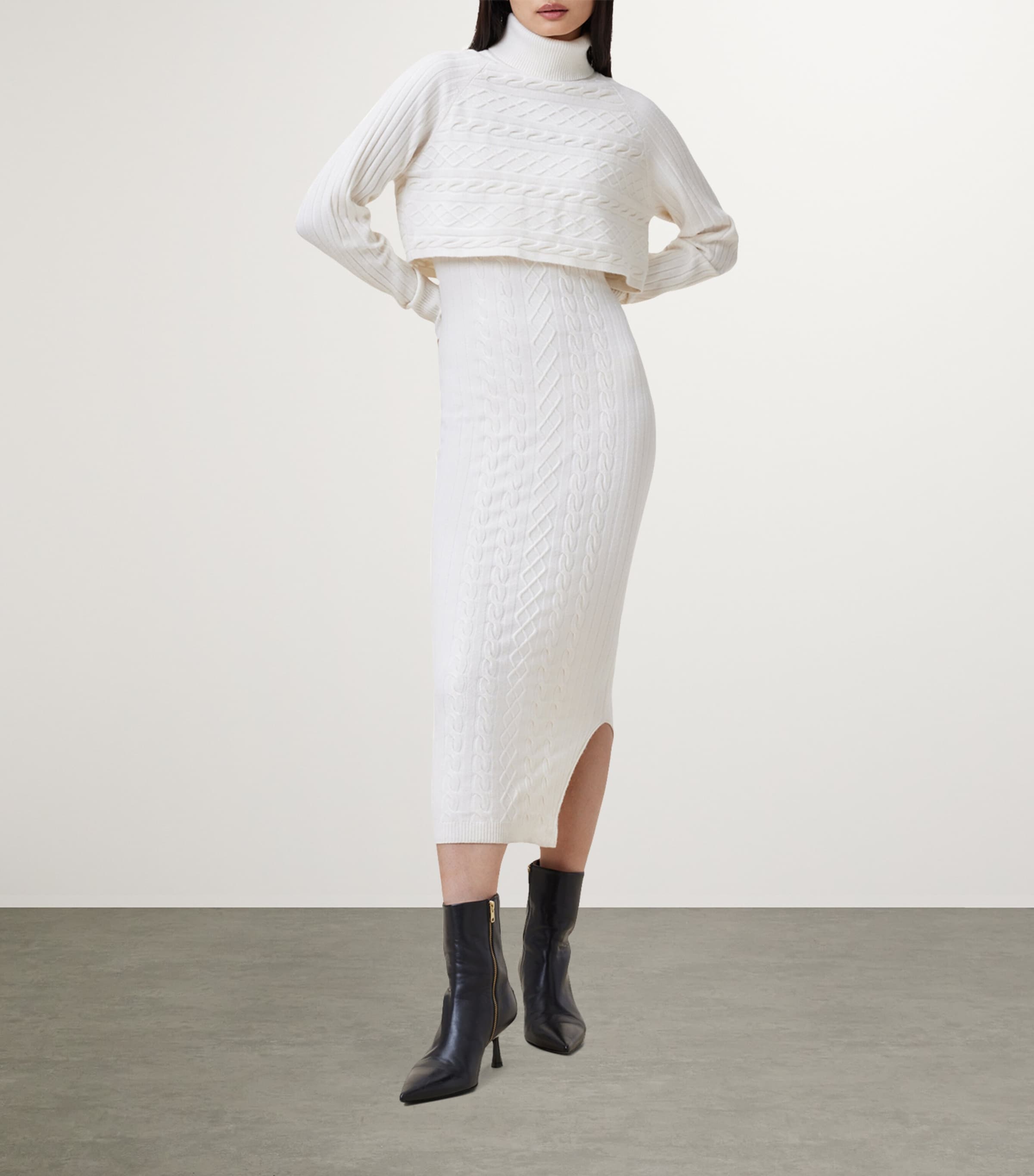 AllSaints Womens Muriel 2-in-1 Dress Cloud White Image 2