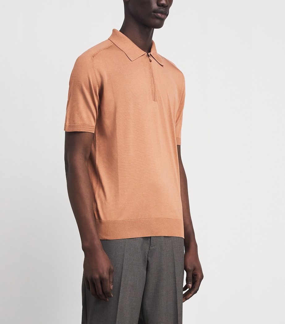 Colombo Mens Silk Polo Sweater Brown Image 4