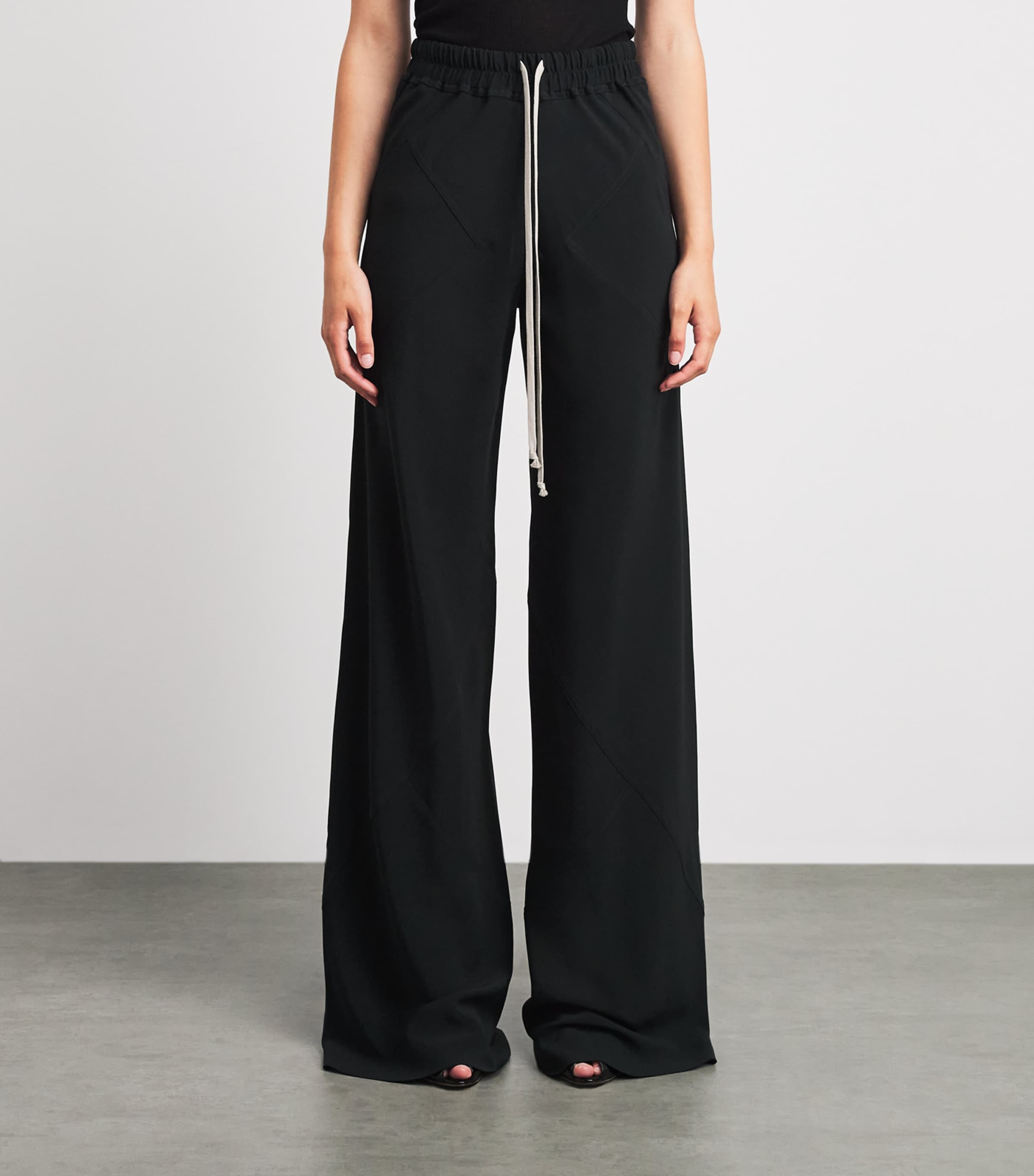 Rick Owens Womens Wide-Leg Drawstring Trousers Black Image 4