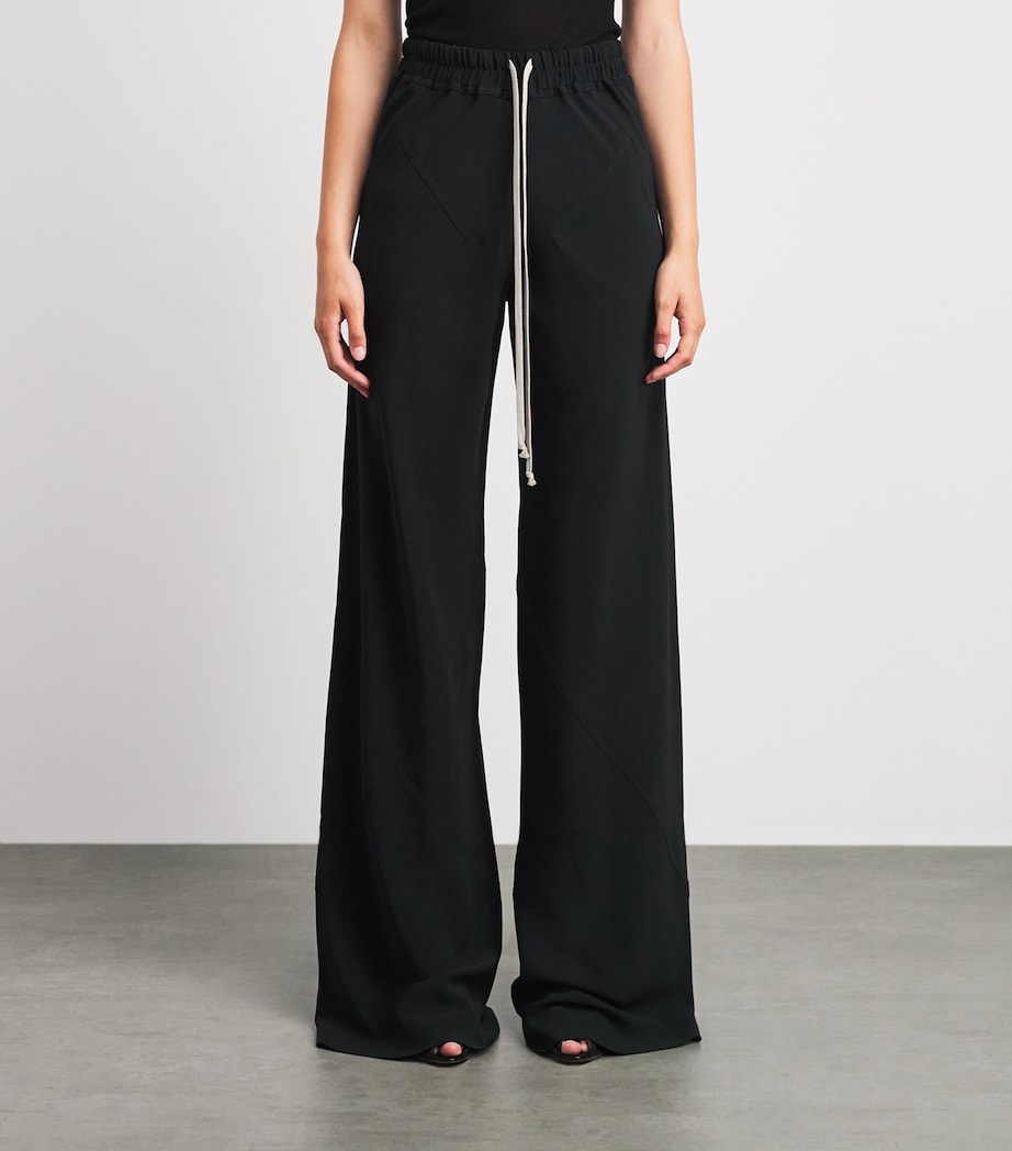 Rick Owens Womens Wide-Leg Drawstring Trousers Black Image 4