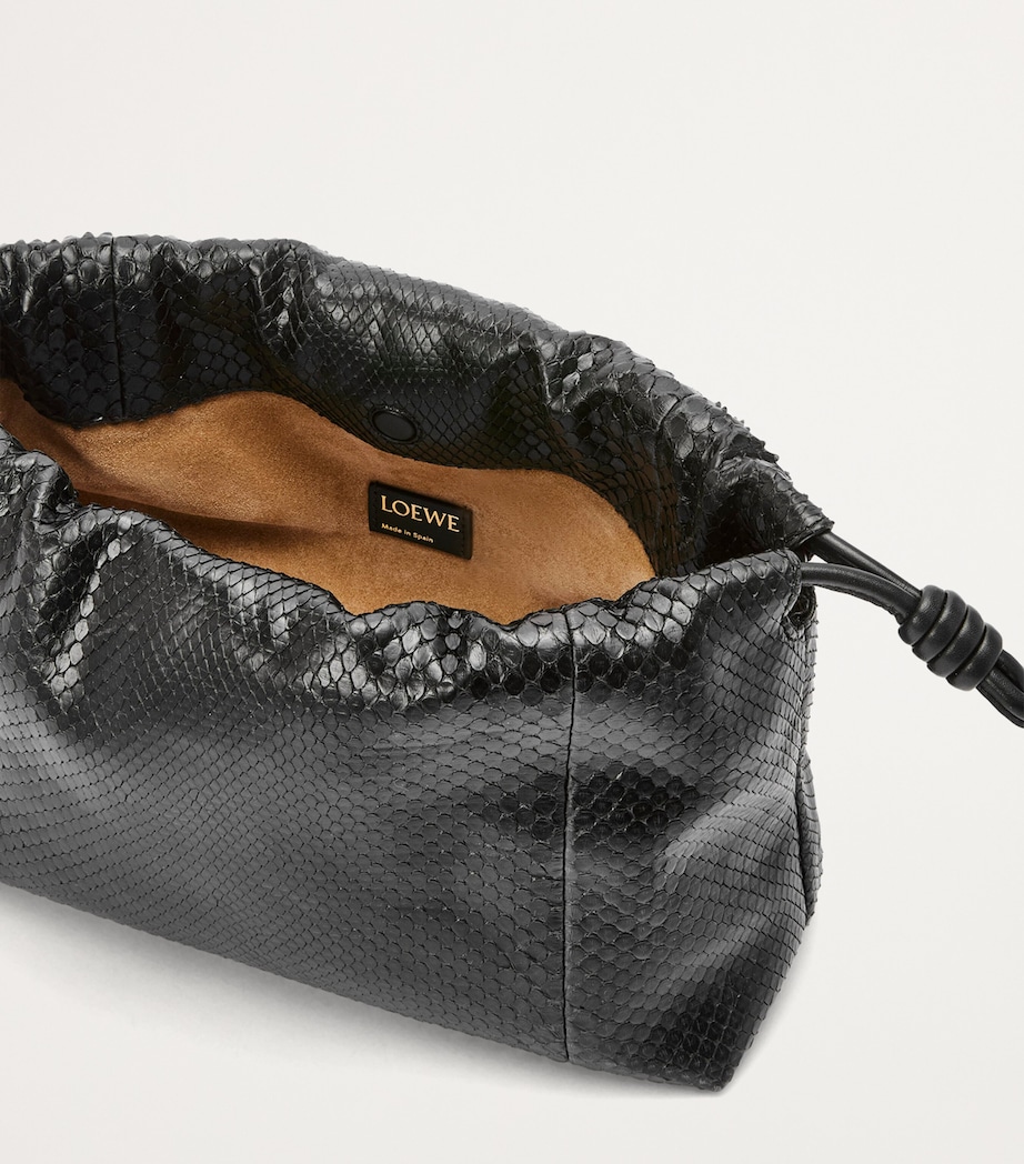 Medium Snakeskin Flamenco Shoulder Bag BLACK Image 7