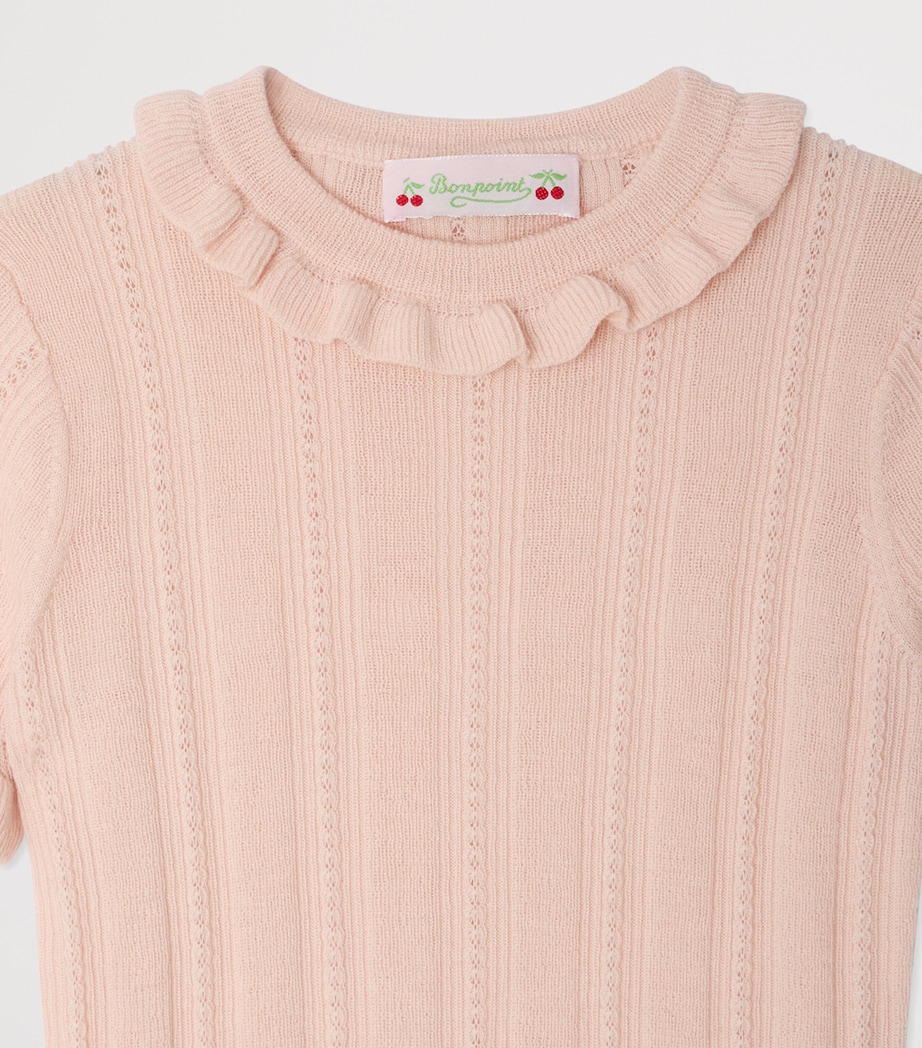 Bonpoint Cotton-Cashmere Short-Sleeve Sweater (10-14 Years) Rose Poudre Image 3