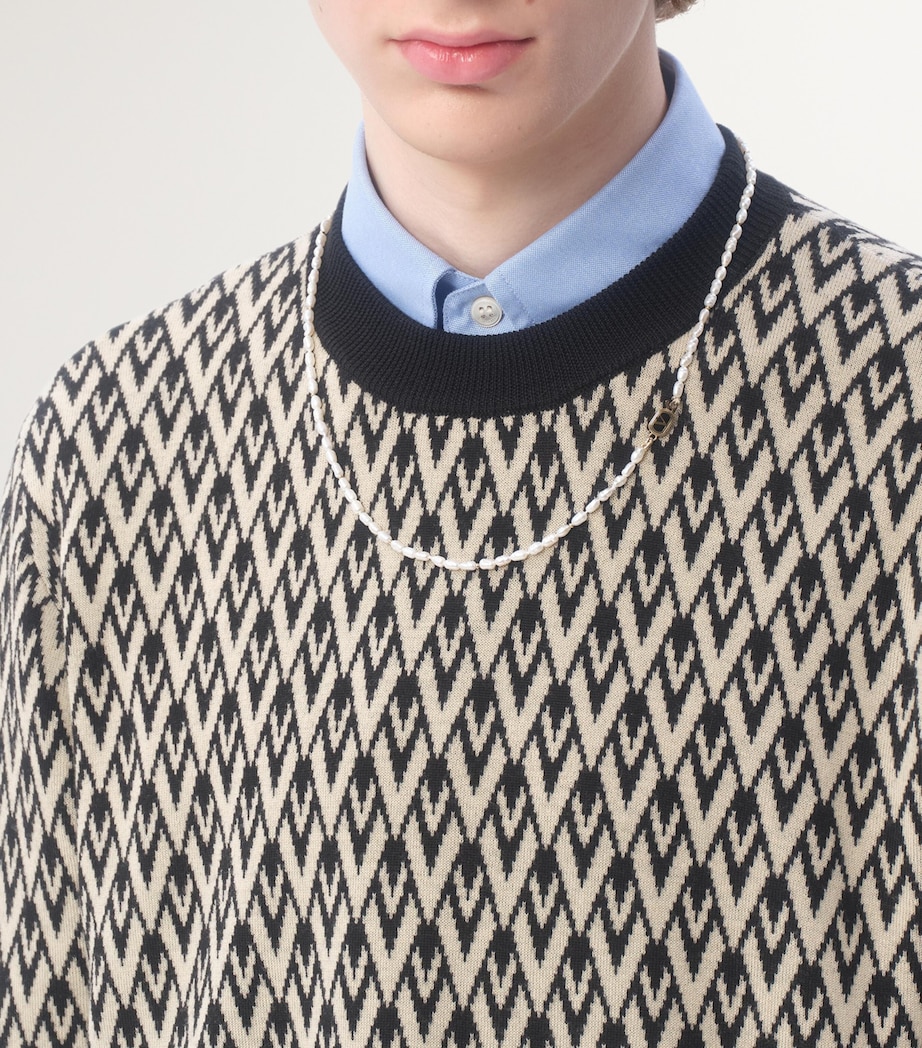 Faux Pearl VLogo Necklace QYL Image 3