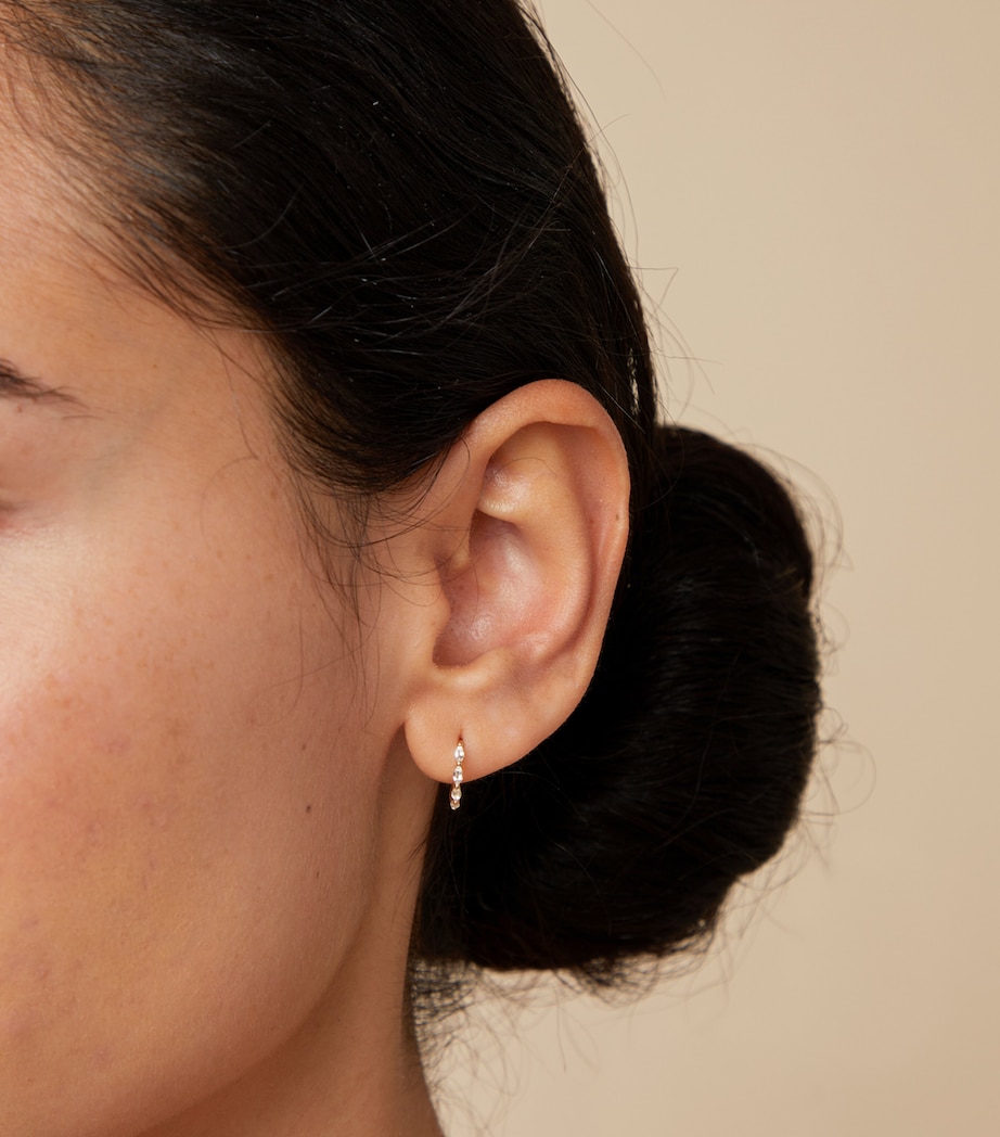 Yellow Gold and White Topaz Marquise Hoop Earrings GOLD Image 2