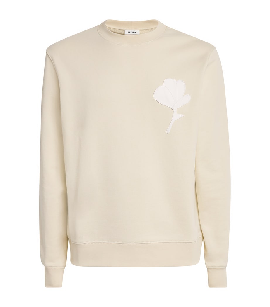 Cotton Floral-Patch Sweatshirt BUTTER CREAM Image 1