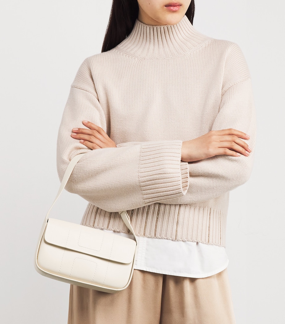 Harrods Leather Baguette Bag Birch Image 2