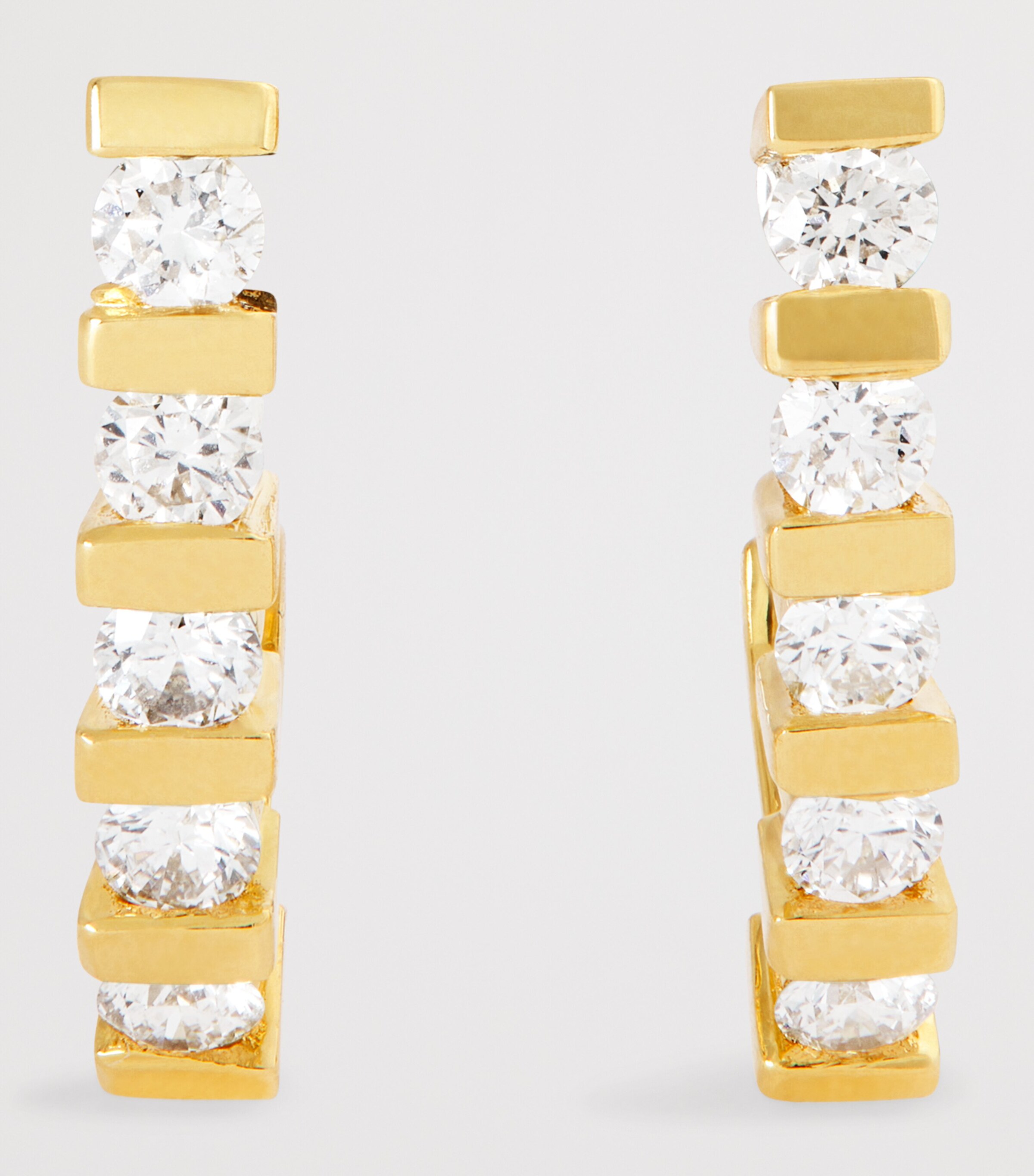 Yellow Gold and Diamond Edith Bar Stud Earrings YELLOW GOLD Image 3