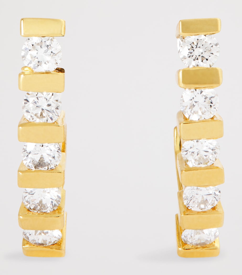 Yellow Gold and Diamond Edith Bar Stud Earrings YELLOW GOLD Image 3