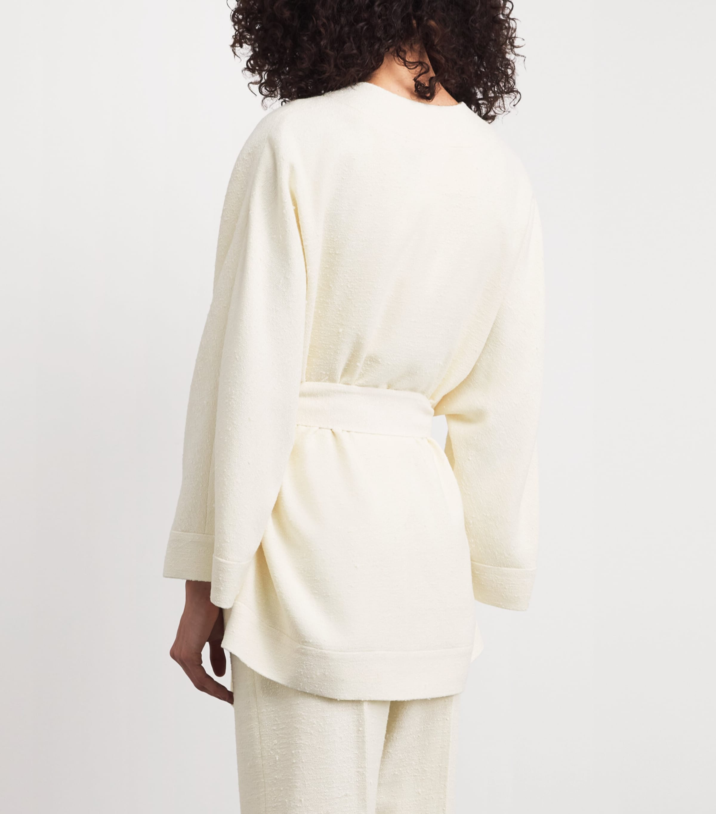 NOMADISSEM Womens Wool-Silk-Linen-Blend Tan Jacket Cream Image 5