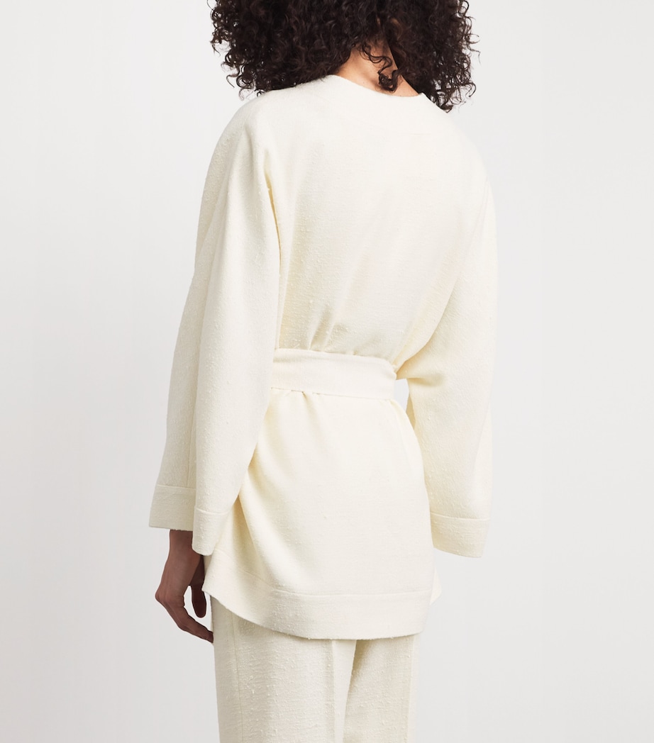 NOMADISSEM Womens Wool-Silk-Linen-Blend Tan Jacket Cream Image 5