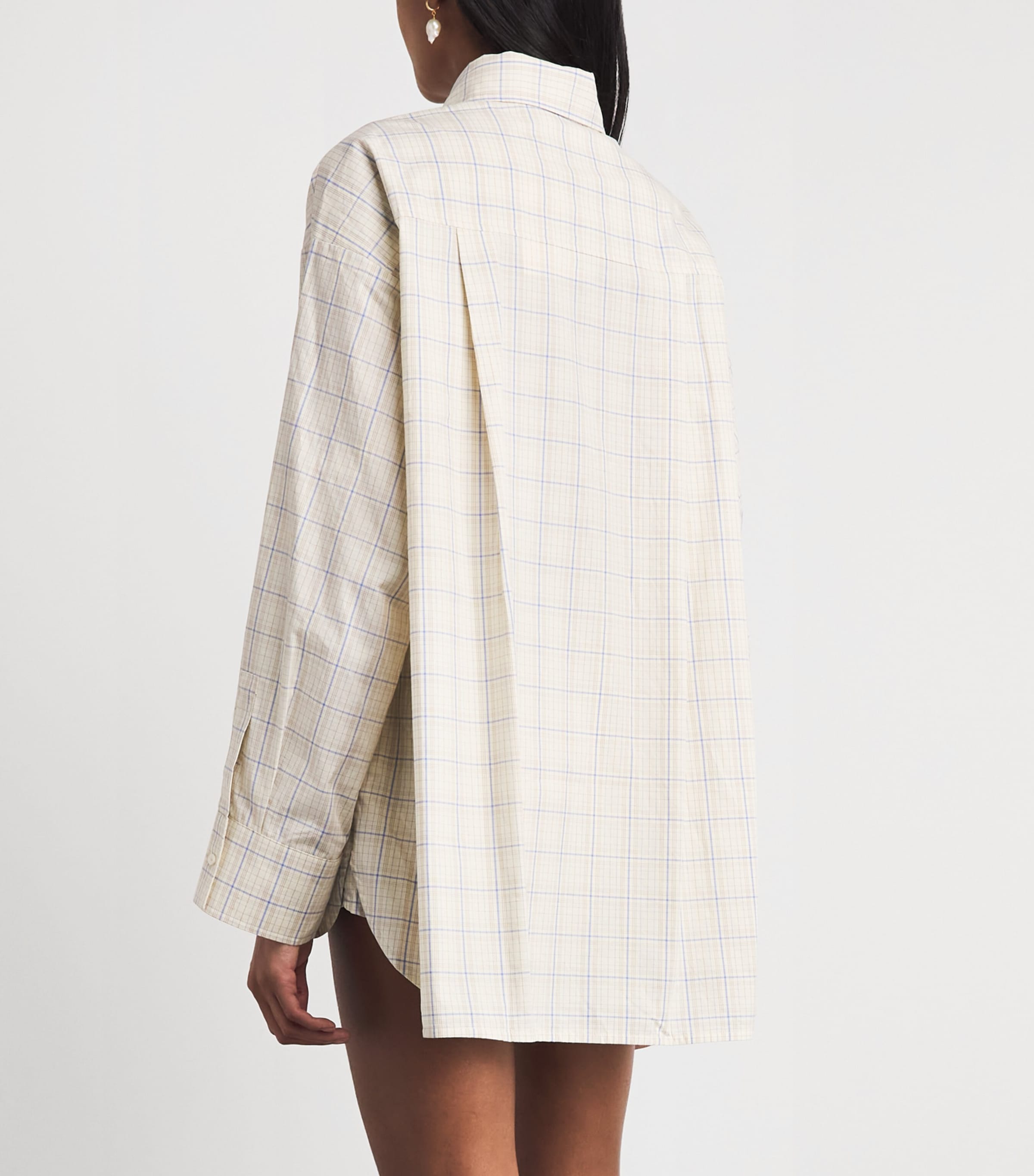 Faithfull The Brand Womens Linen Check Angelo Shirt Flor Chk Antique Wht Image 5